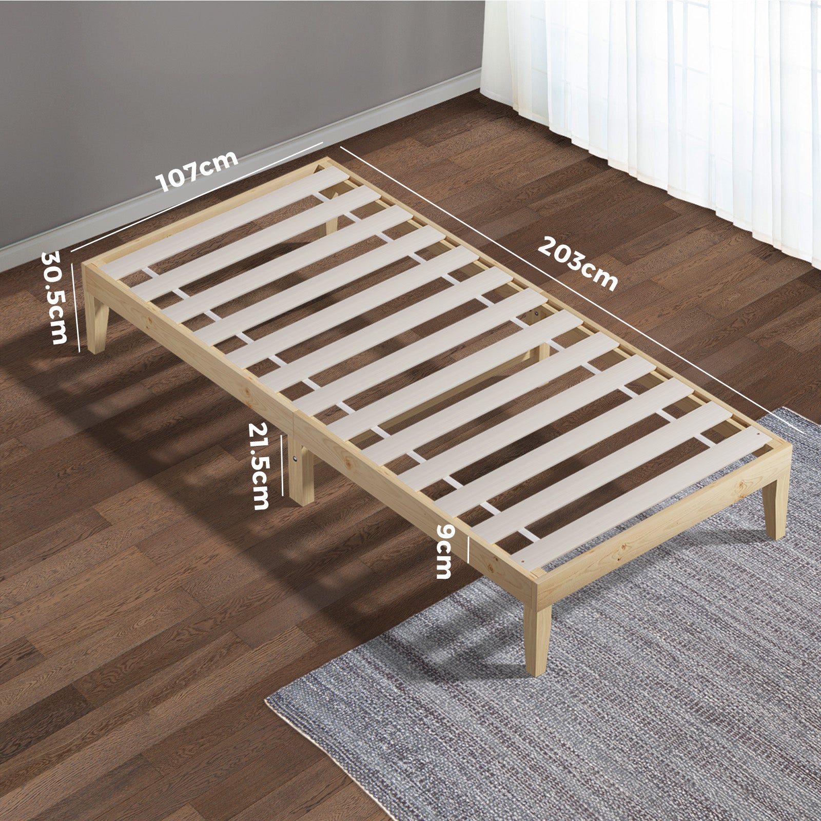 Oikiture Bed Frame King Single Wooden Timber Mattress Base Bed Base Platform - Sunyee