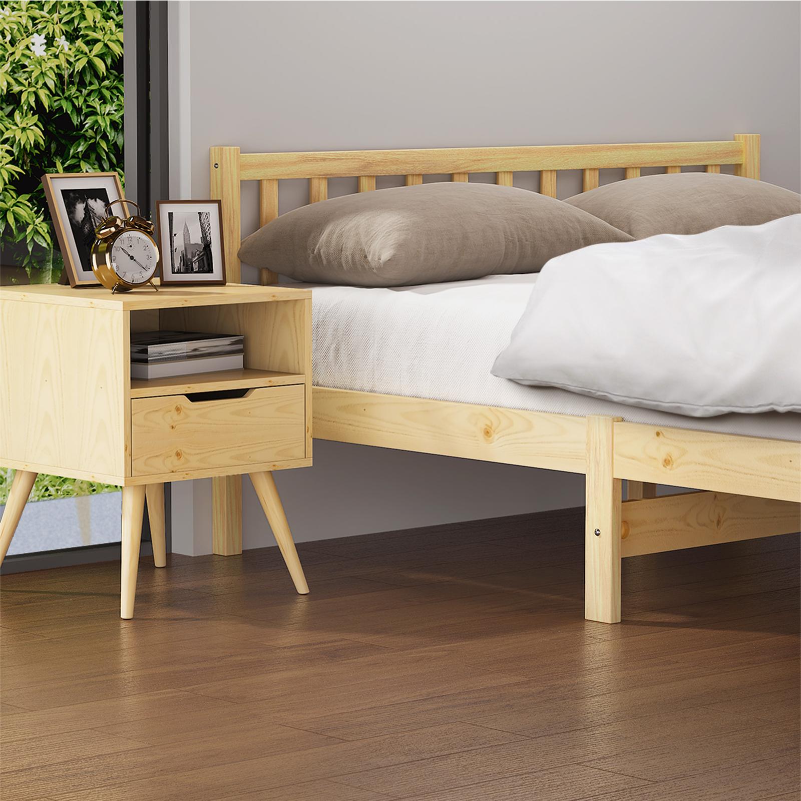 Oikiture Bed Frame Double Size Wood Mattress Base Wooden Timber Platform Bedroom - Sunyee