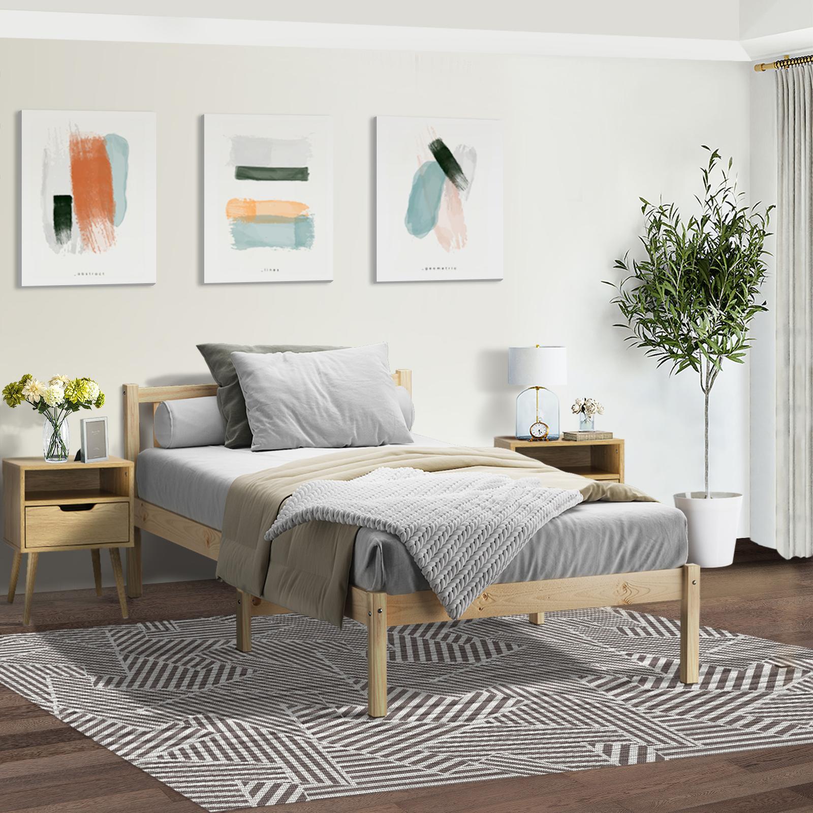 Oikiture Bed Frame King Single Size Wood Timber Mattress Base Platform Headboard - Sunyee