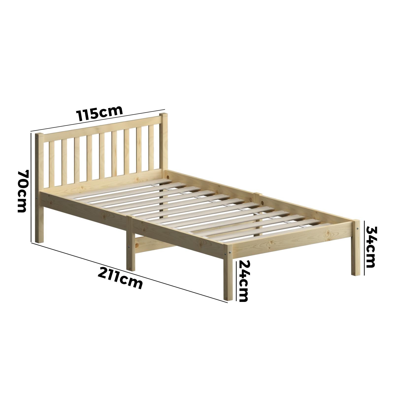 Oikiture Bed Frame King Single Size Wood Timber Mattress Base Platform Headboard - Sunyee