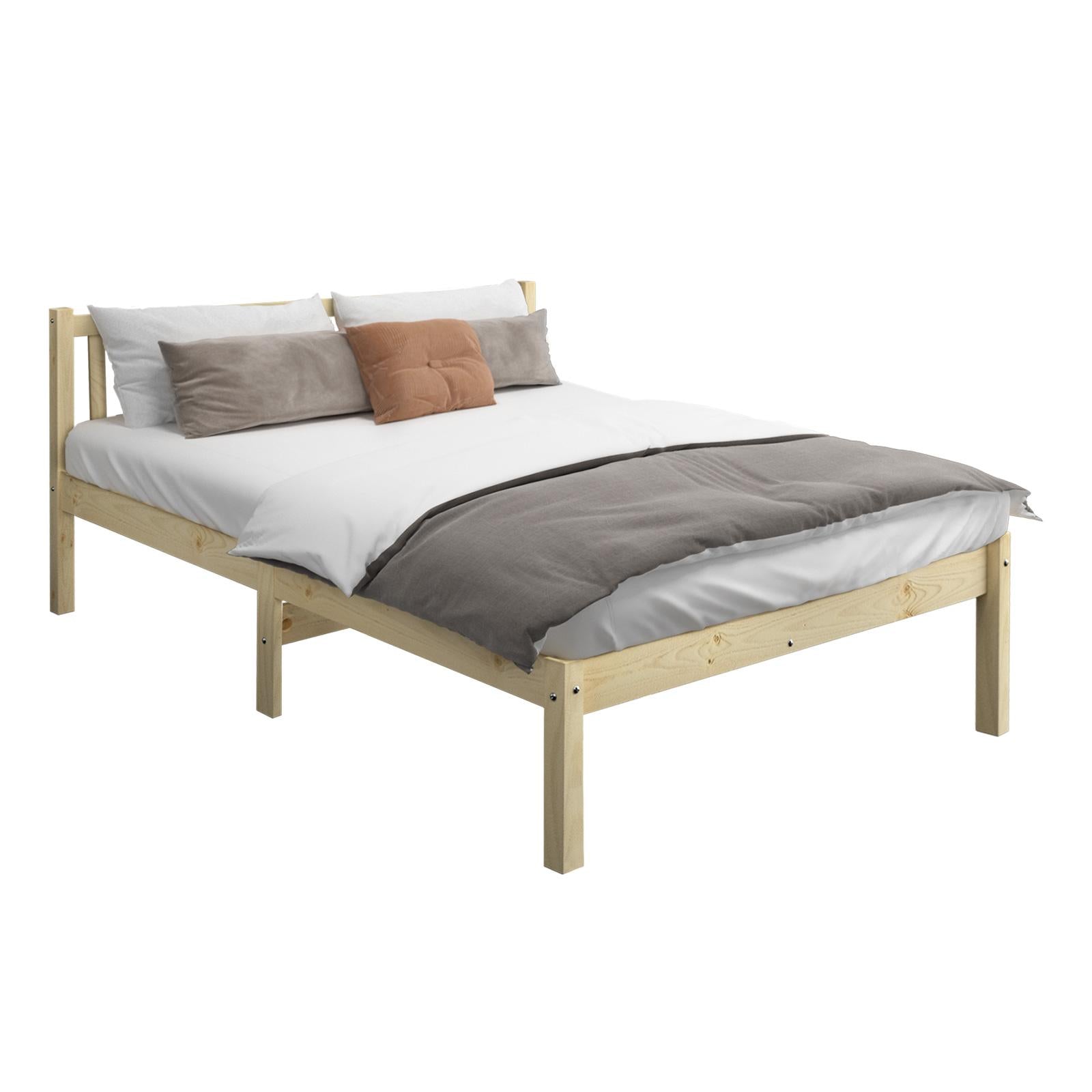 Oikiture Bed Frame Queen Size Wooden Timber Mattress Base Solid Wood Platform - Sunyee