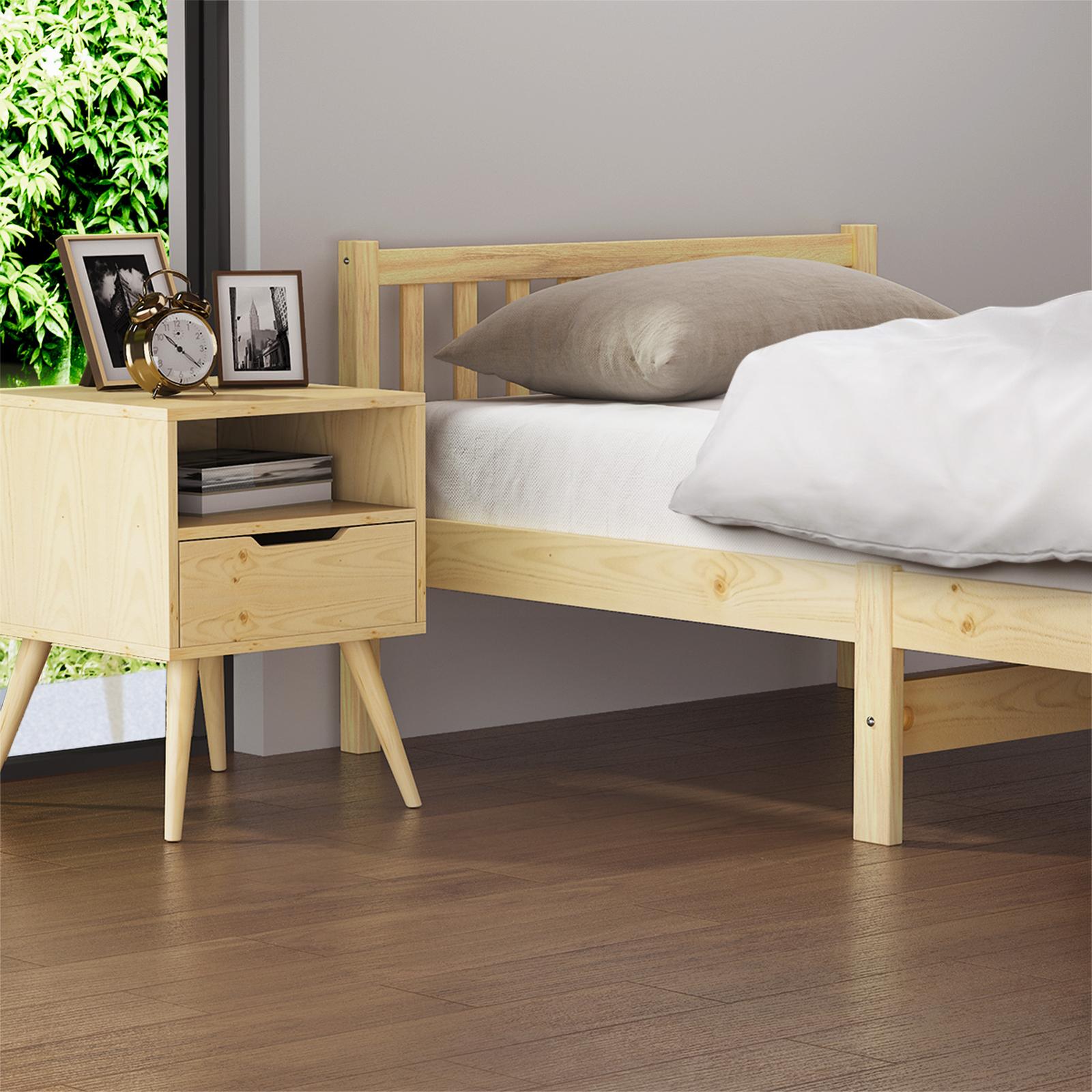 Oikiture Bed Frame Single Size Wooden Kids Bed Timber Mattress Base Platform - Sunyee