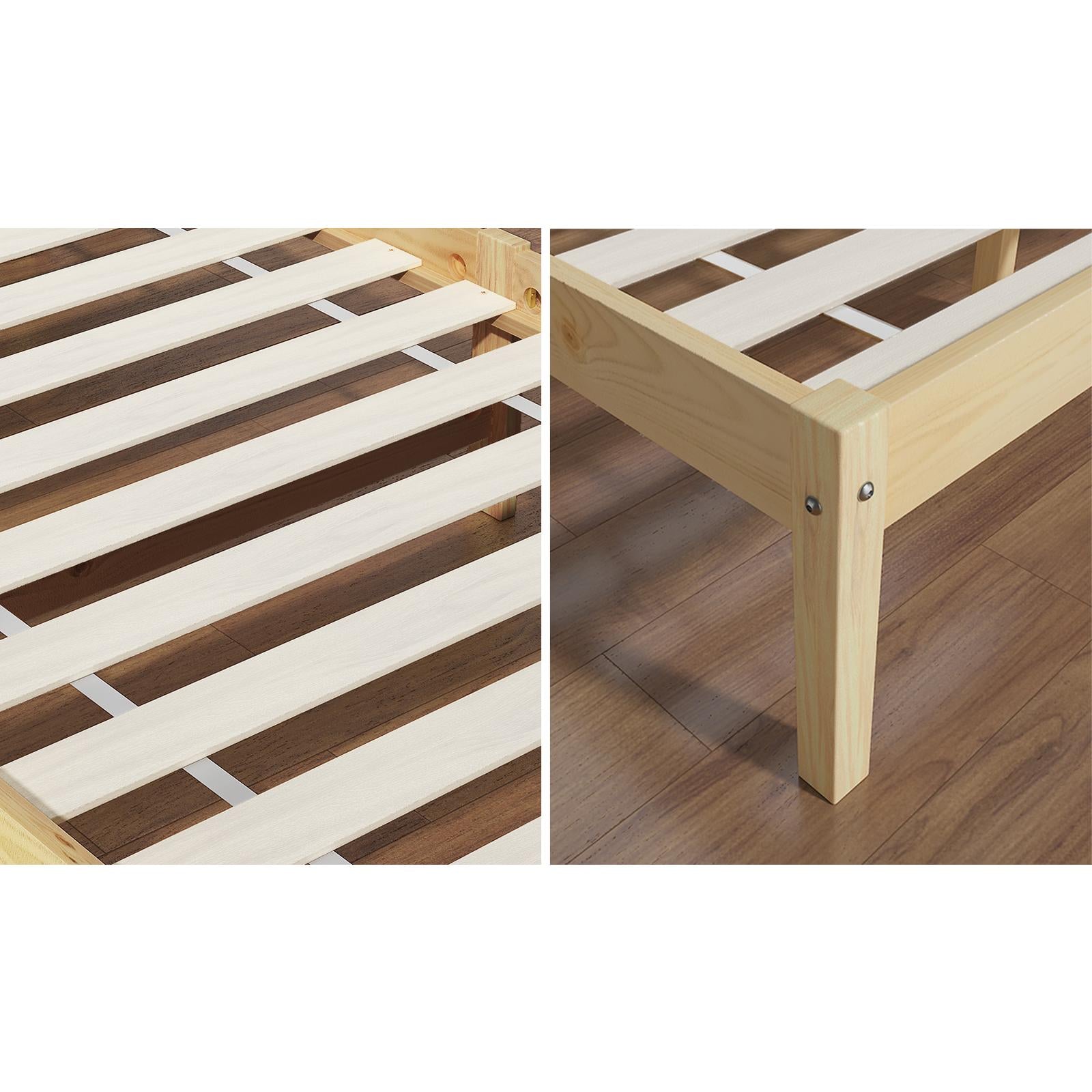 Oikiture Bed Frame Single Size Wooden Kids Bed Timber Mattress Base Platform - Sunyee