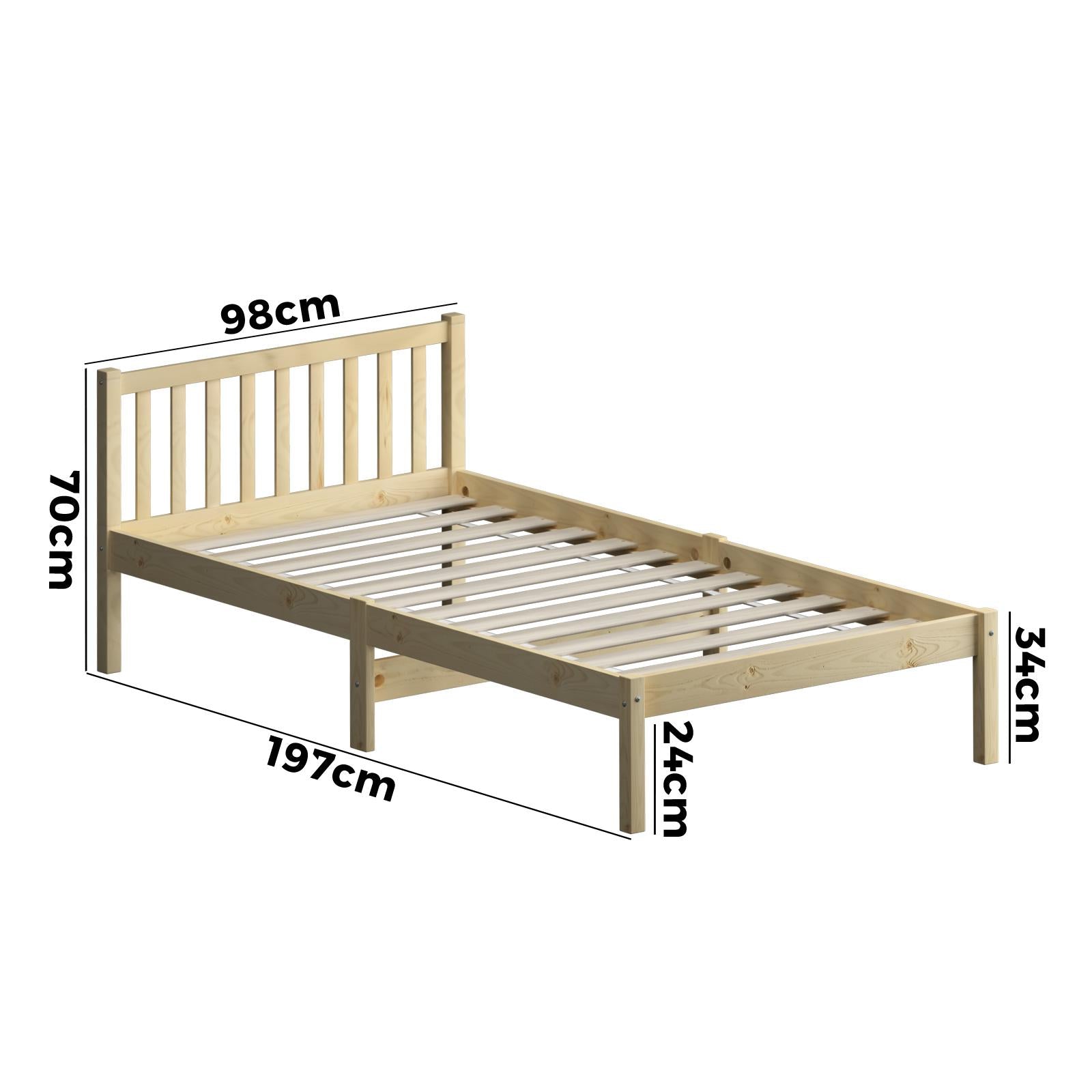 Oikiture Bed Frame Single Size Wooden Kids Bed Timber Mattress Base Platform - Sunyee