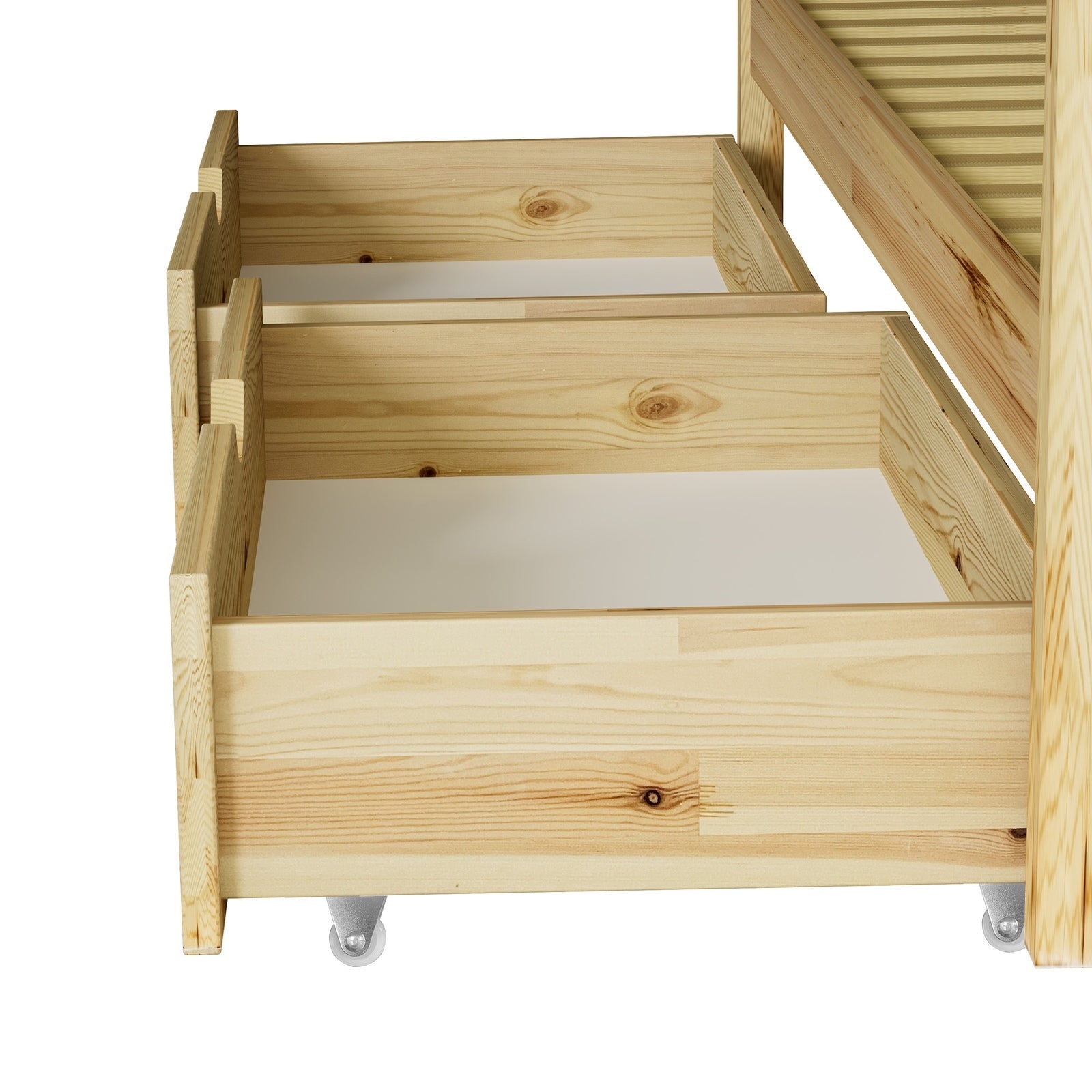 Oikiture 2x Trundle Drawers for Bed Frame Base Storage with Wheels Wooden - Sunyee