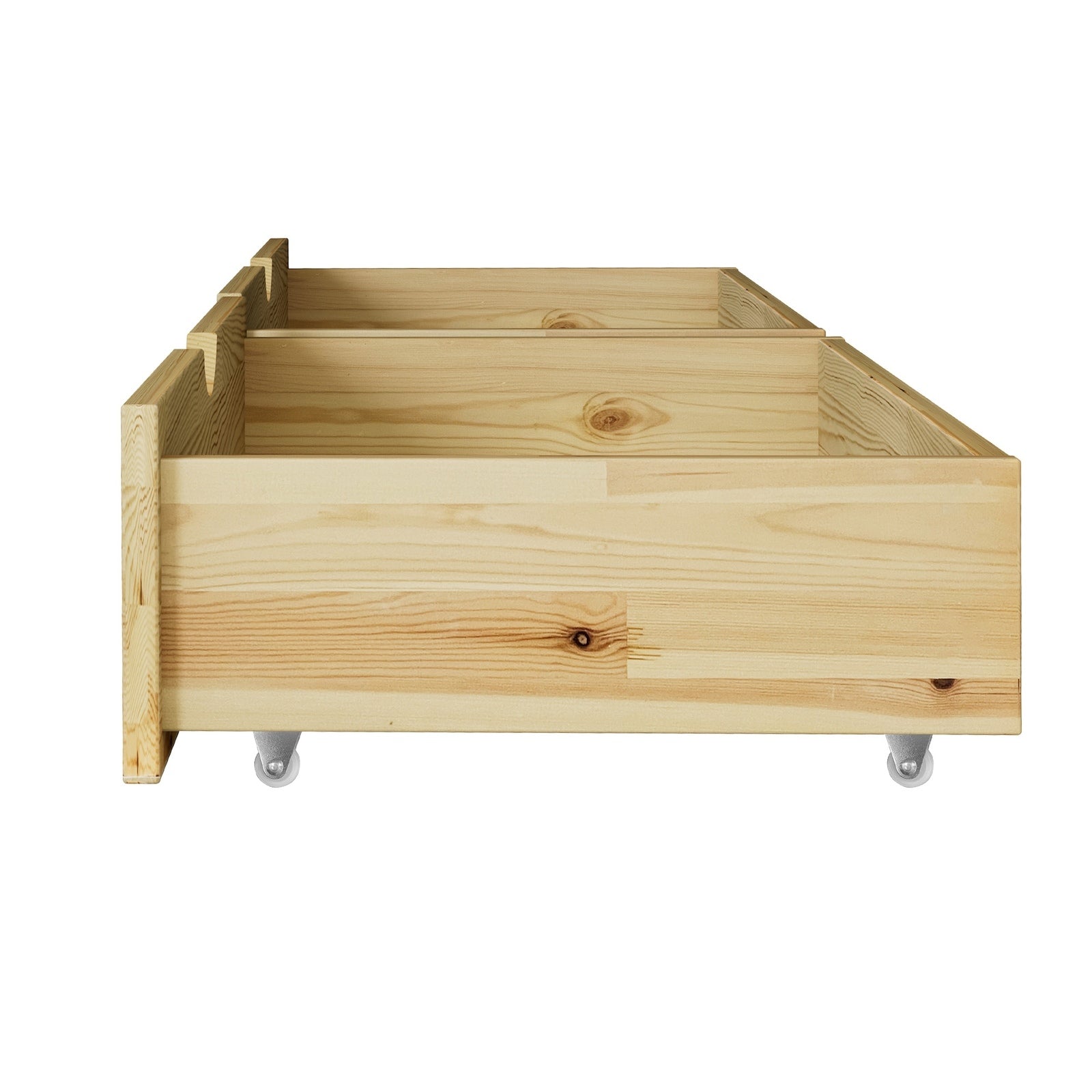Oikiture 2x Trundle Drawers for Bed Frame Base Storage with Wheels Wooden - Sunyee