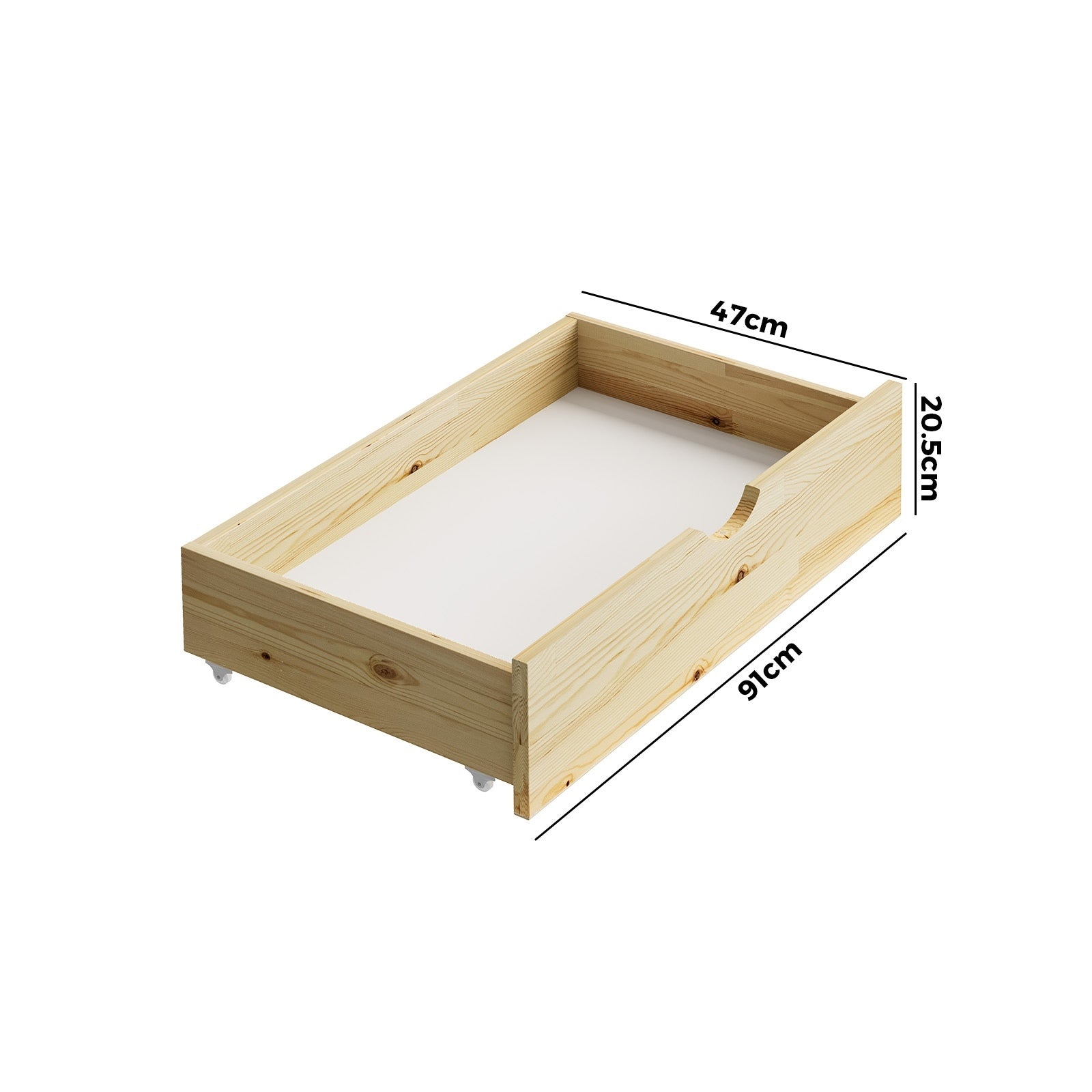 Oikiture 2x Trundle Drawers for Bed Frame Base Storage with Wheels Wooden - Sunyee