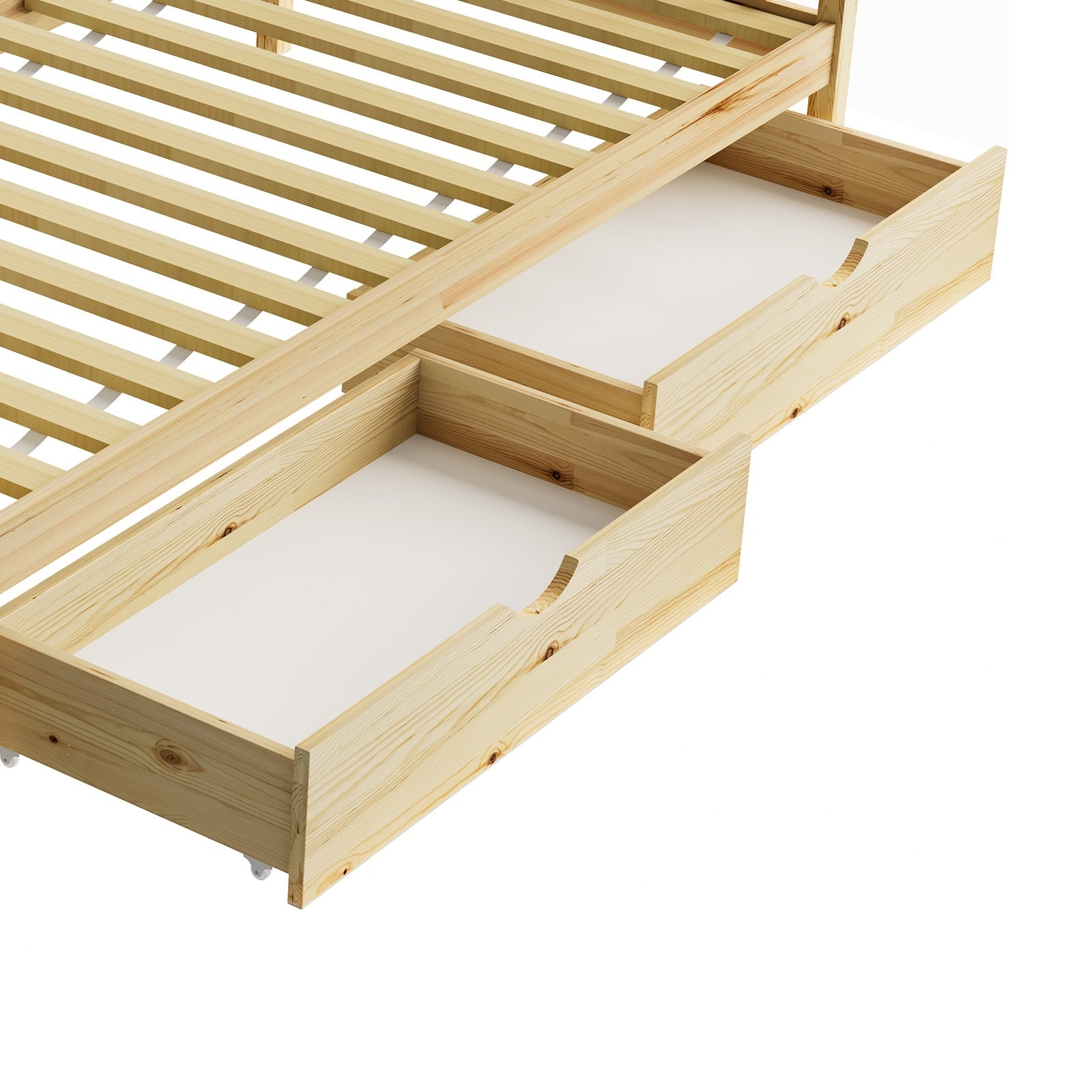 Oikiture 2x Trundle Drawers for Bed Frame Base Storage with Wheels Wooden - Sunyee