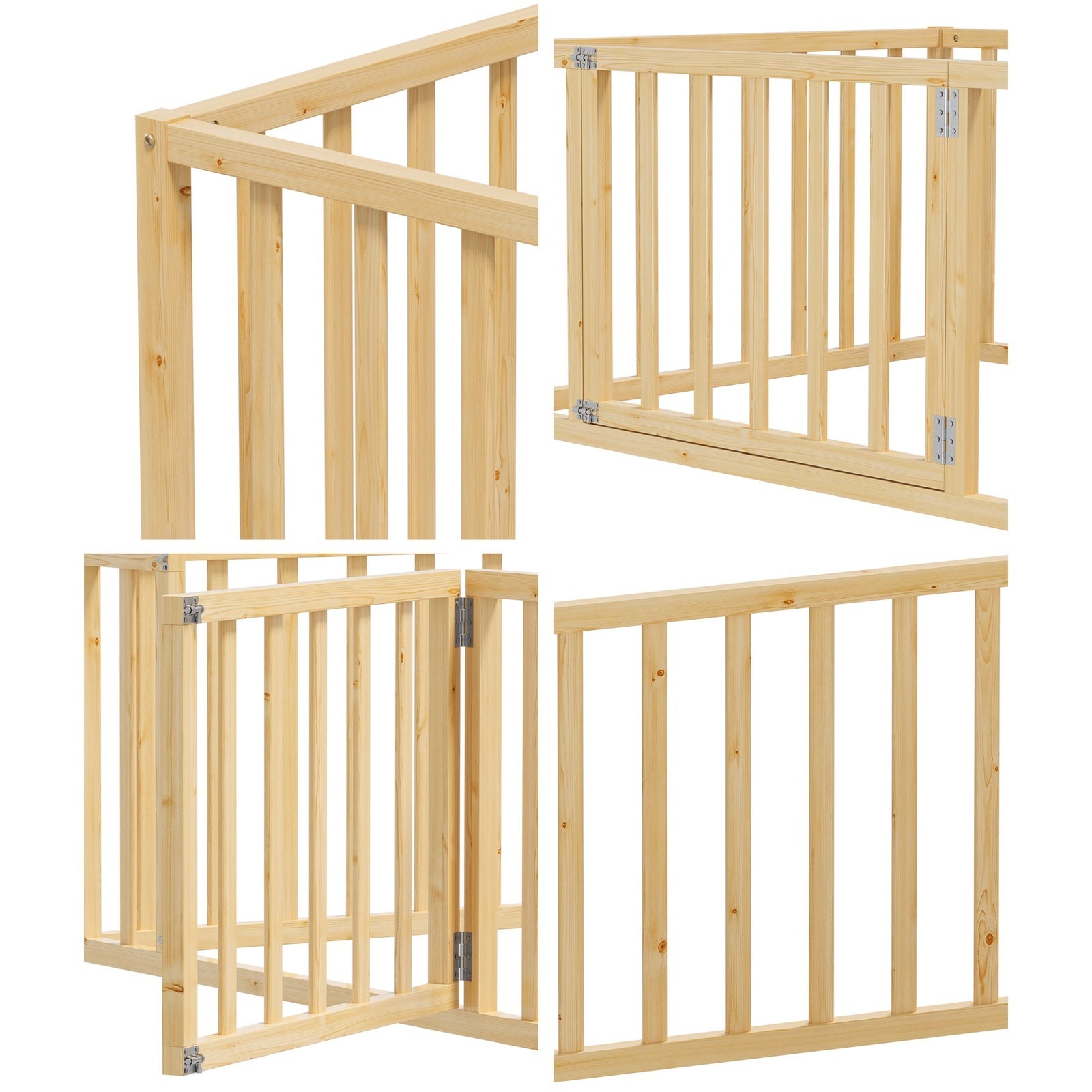 Oikiture 2-in-1 Kids Bed Frame Wood Single Toddler Play Centre Guard Fence Gate - Sunyee