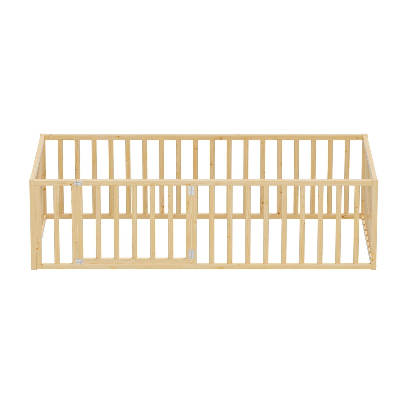 Oikiture 2-in-1 Kids Bed Frame Single Toddler Play Centre Guard Fence Gate Wood - Sunyee