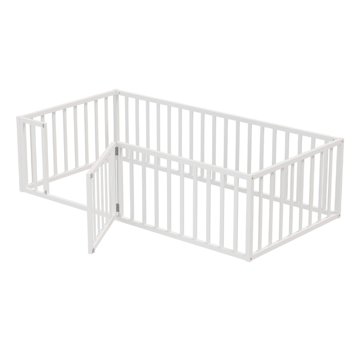 Oikiture 2-in-1 Kids Bed Frame Wood Single Toddler Play Centre Guard Fence Gate