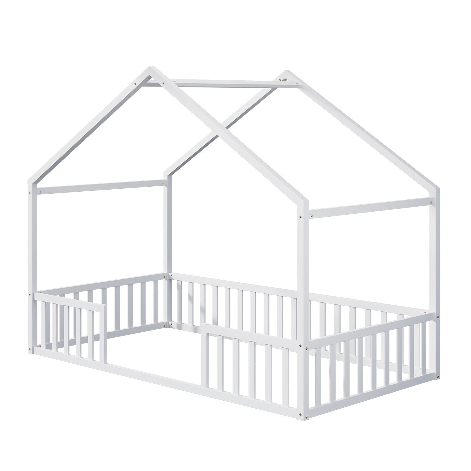 Oikiture Wooden Kids Bed Frame House Beds Natural White King Single Double - Sunyee