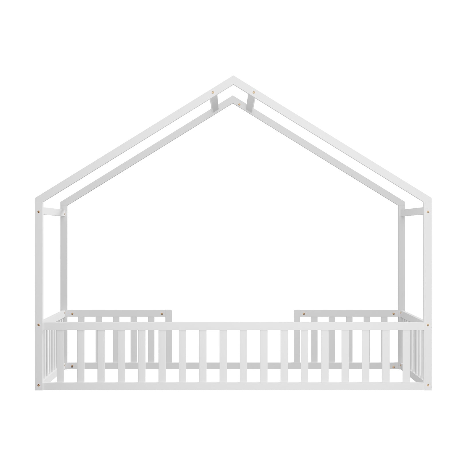 Oikiture Wooden Kids Bed Frame House Beds Natural White King Single Double - Sunyee