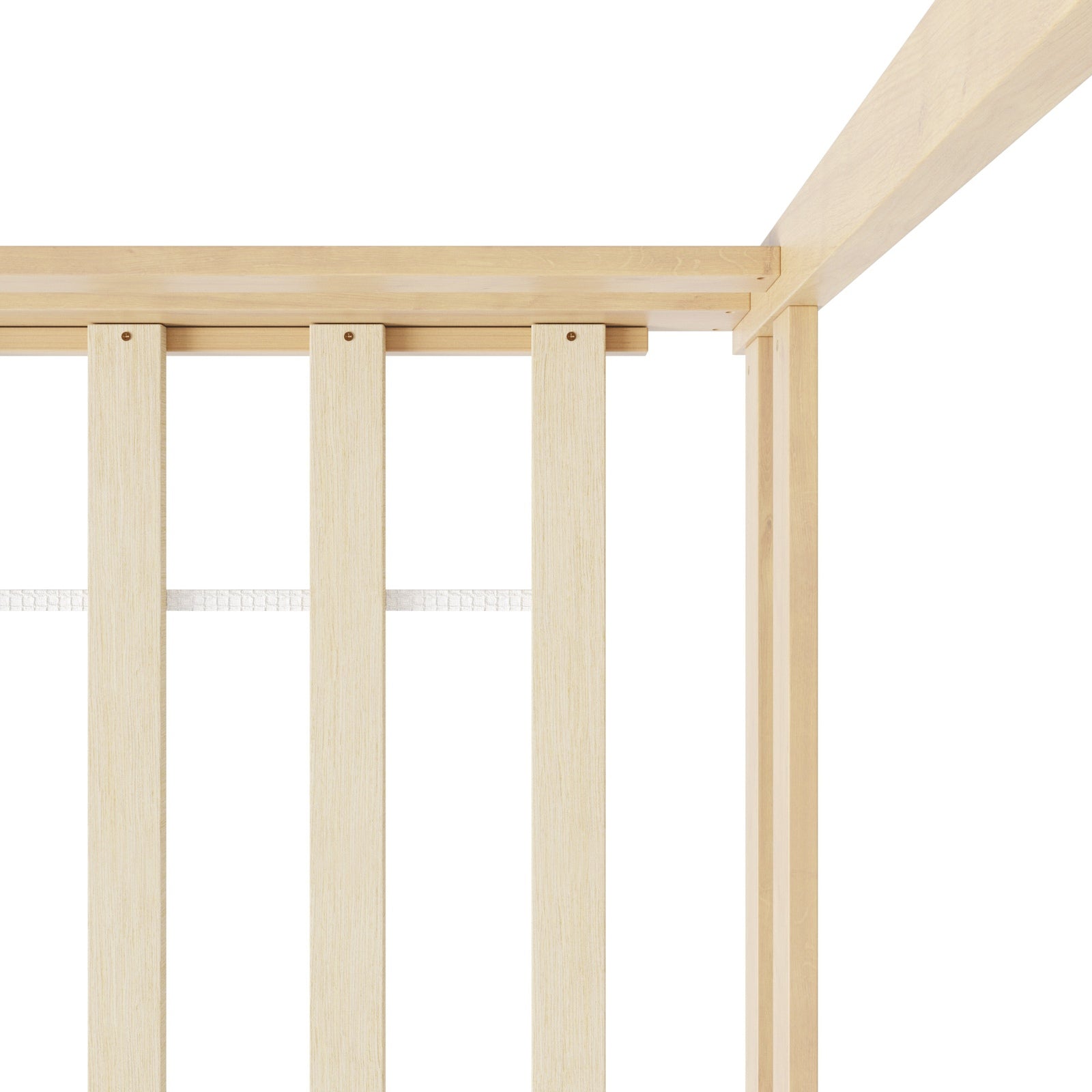 Oikiture Double Kids Wooden Bed Frame Timber House Beds Base with Fence Natural - Sunyee