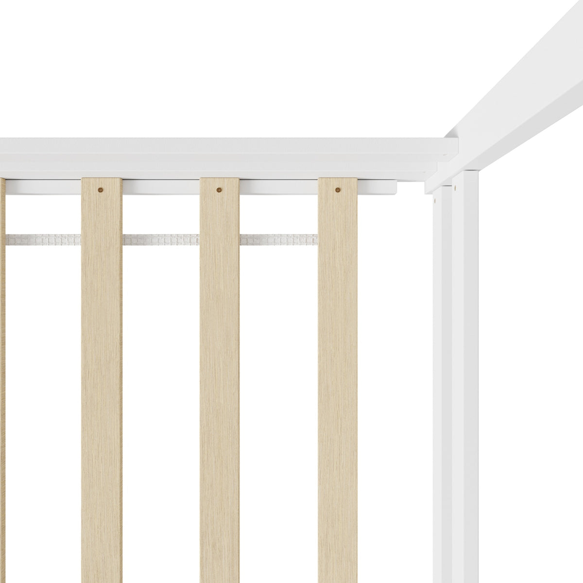 Oikiture Kids Wooden Bed Frame House Beds Base Timber with Fence Single White - Sunyee