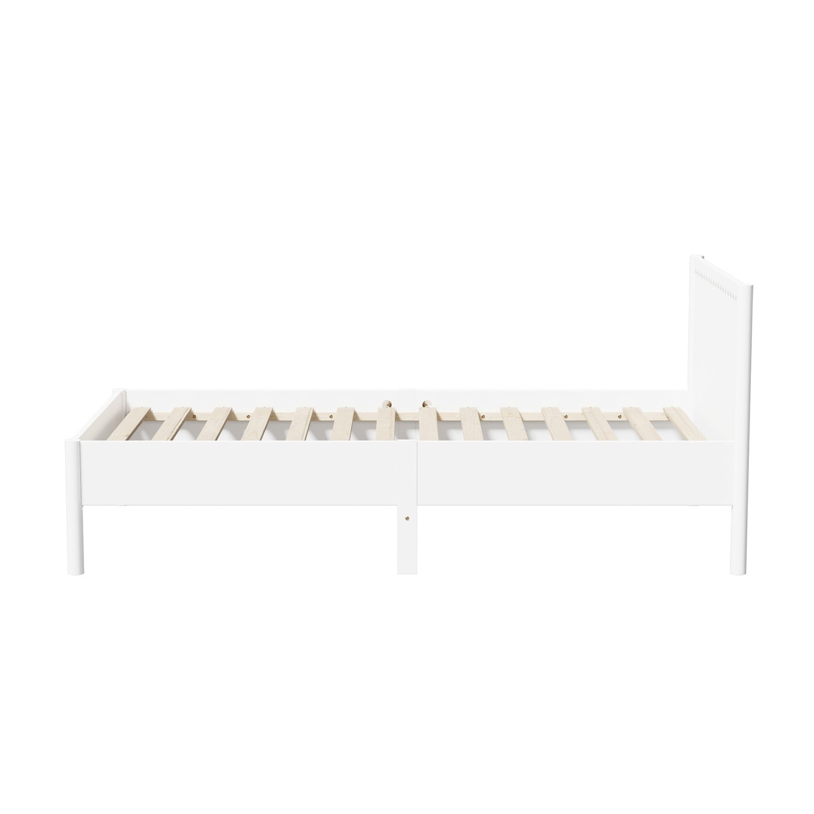 Oikiture Scalloped Bed Wooden Kids Bed Frame Solid Pine Wood Timber Single White - Sunyee