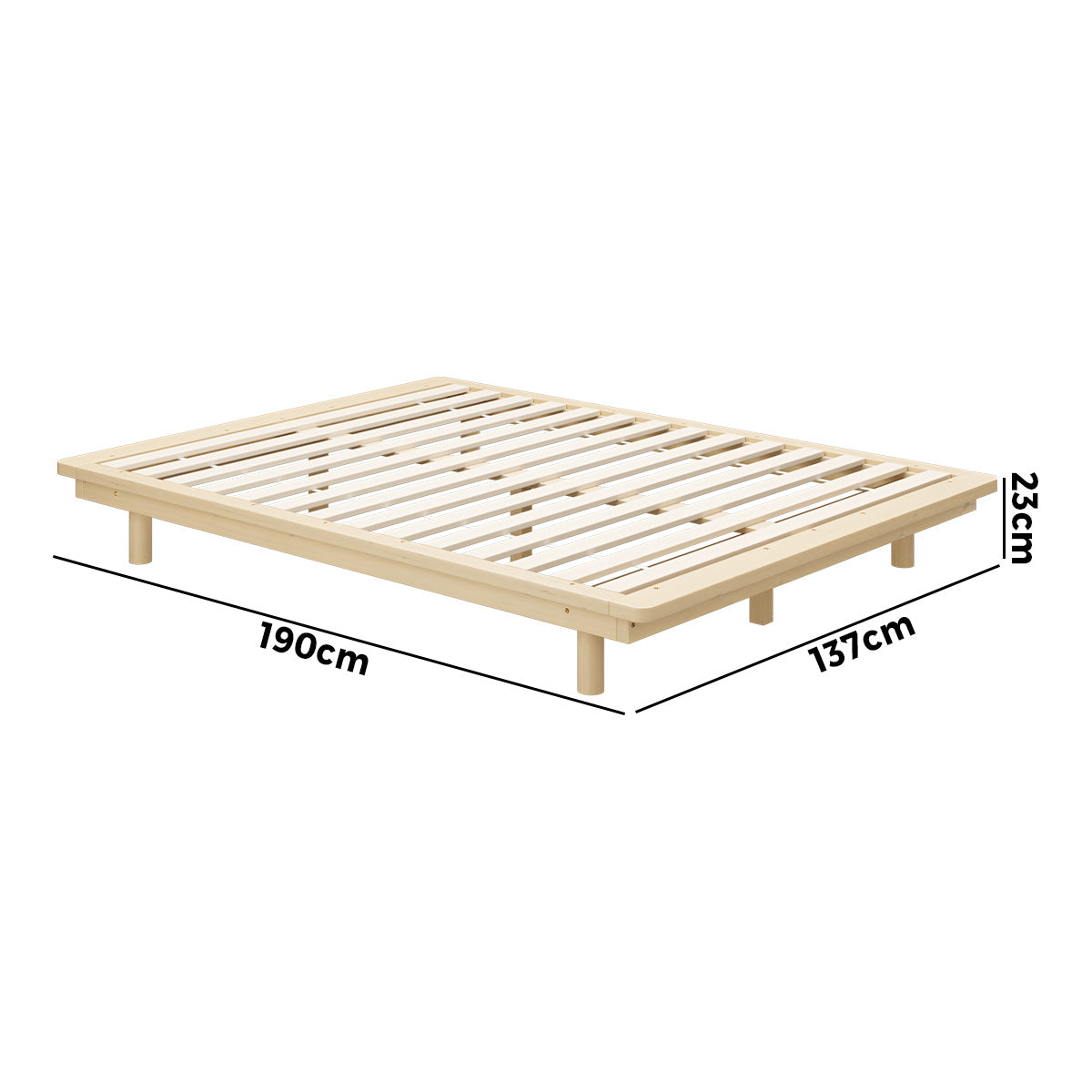 Oikiture Bed Frame Double Size Wooden Bed Base Timber Floating Beds - Sunyee