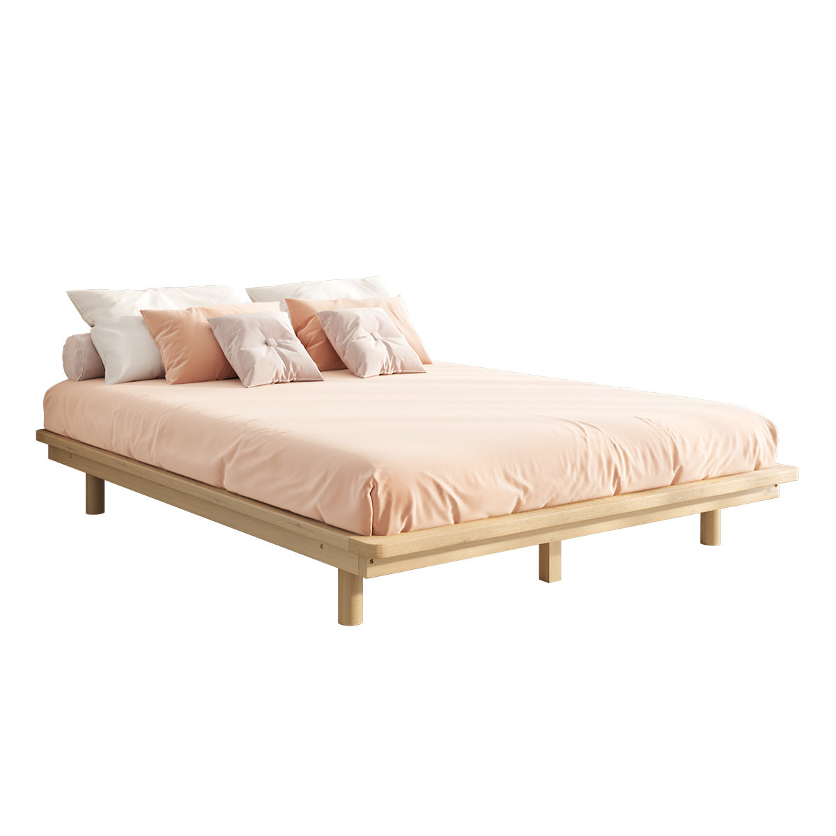 Oikiture Bed Frame Queen Size Wooden Timber Bed Base Floating Beds - Sunyee