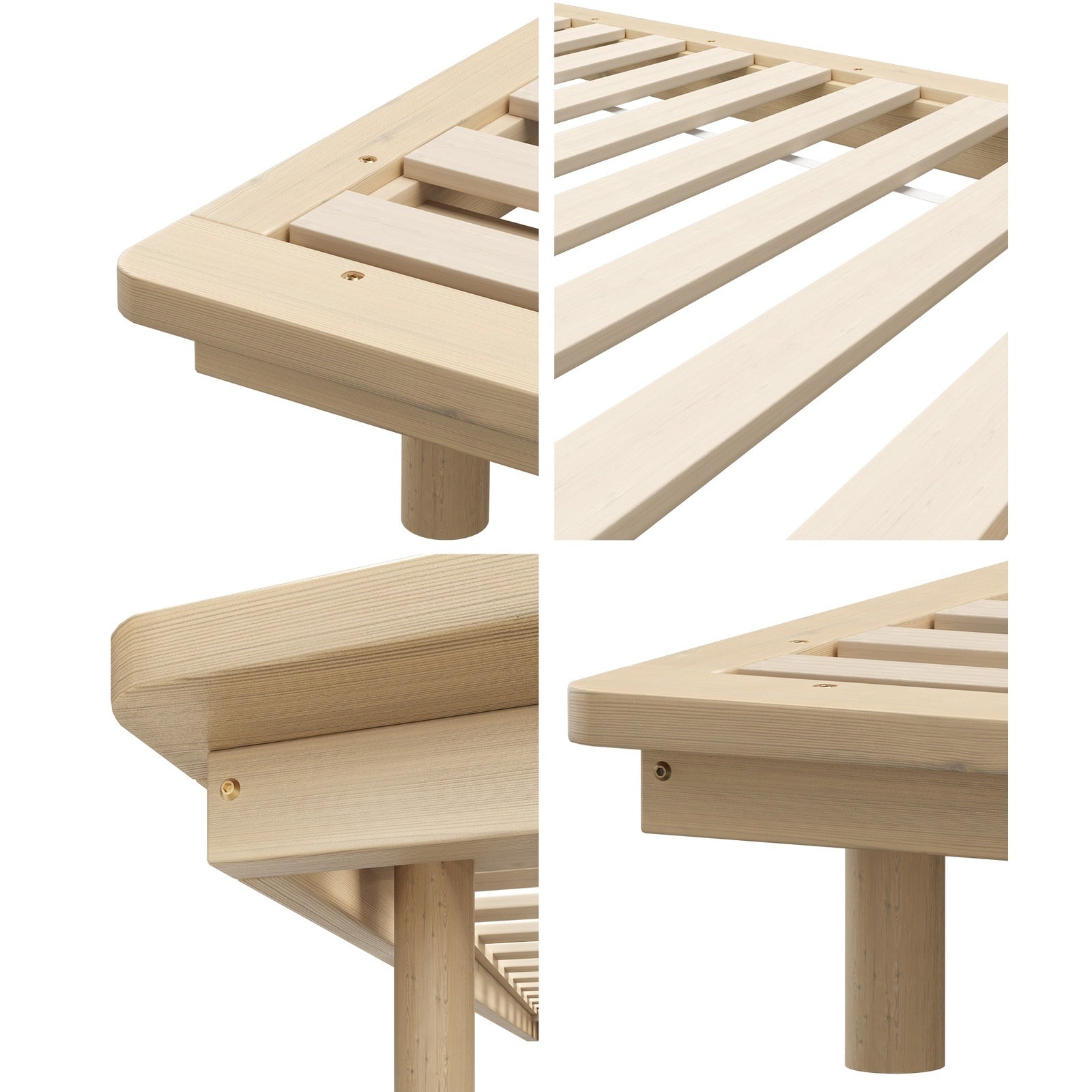 Oikiture Bed Frame Single Size Wooden Bed Base Timber Floating Beds - Sunyee