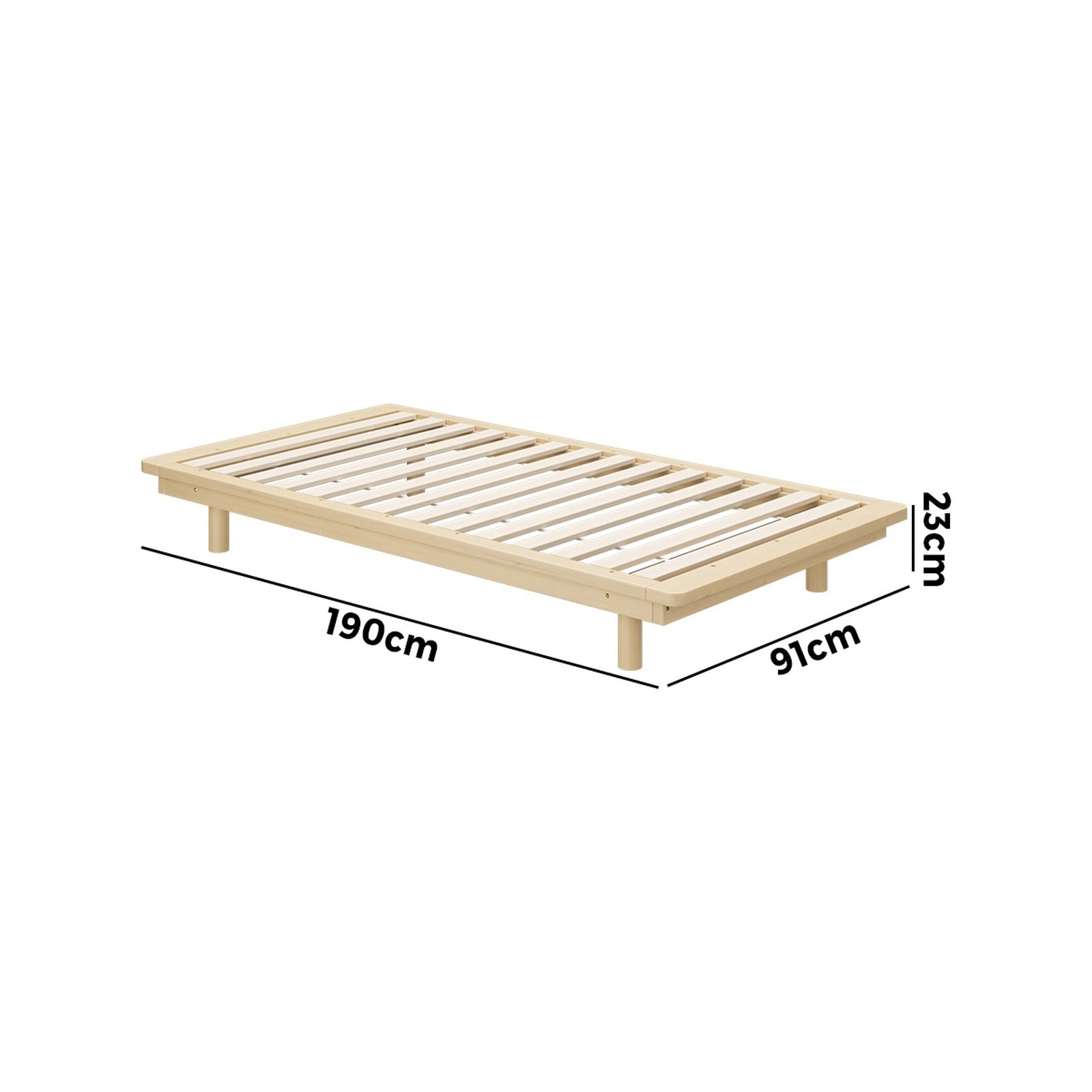 Oikiture Bed Frame Single Size Wooden Bed Base Timber Floating Beds - Sunyee