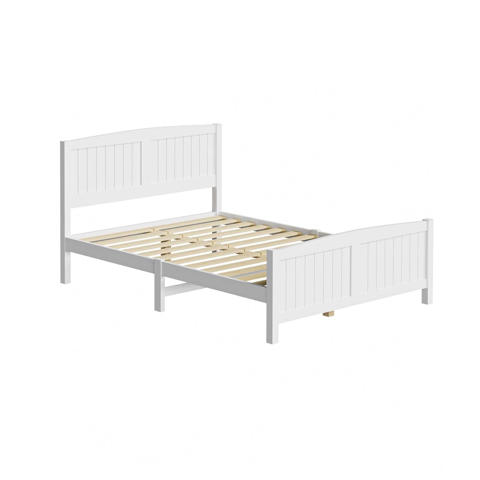 Oikiture Bed Frame Double Size Wooden Base Timber Platform White - Sunyee