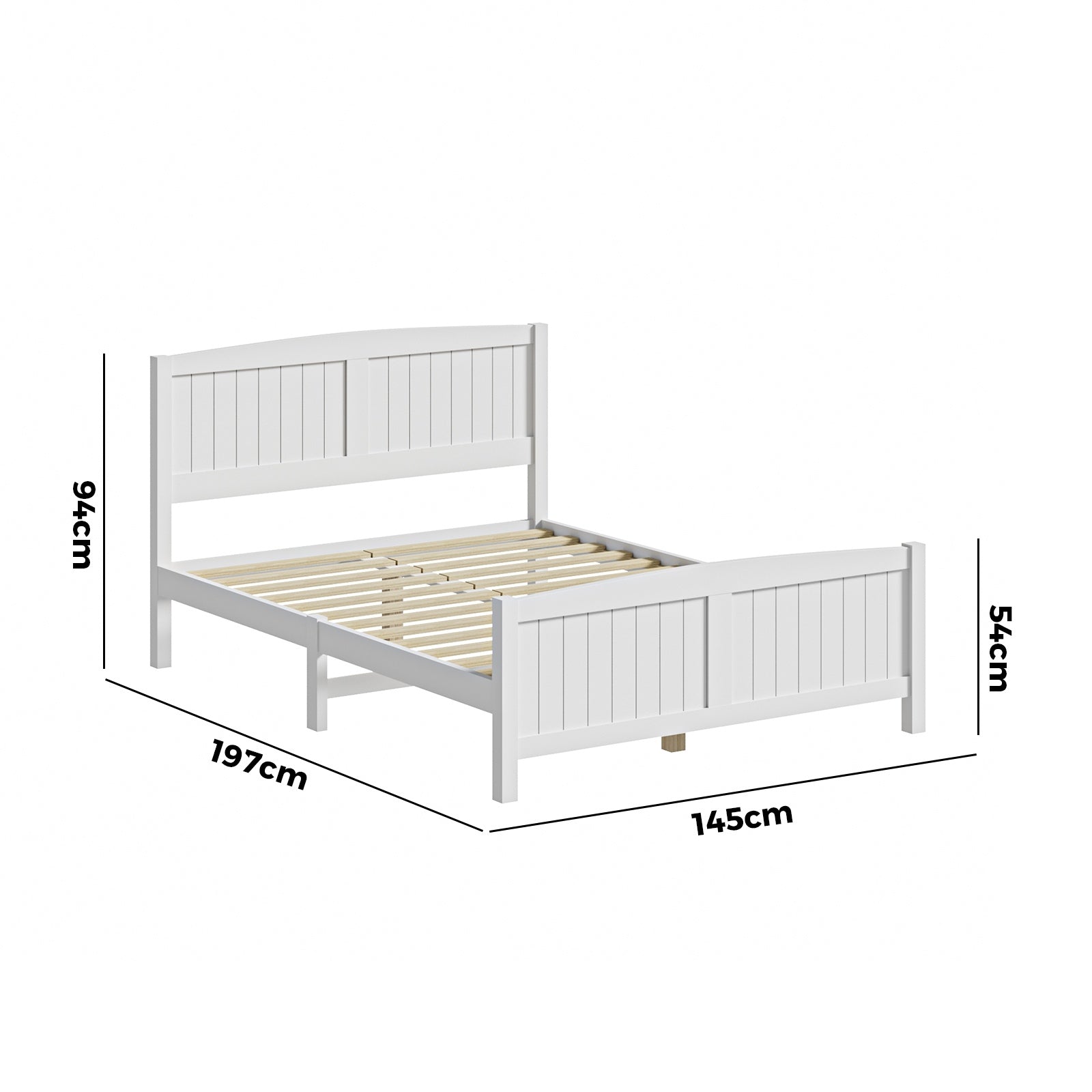 Oikiture Bed Frame Double Size Wooden Base Timber Platform White - Sunyee