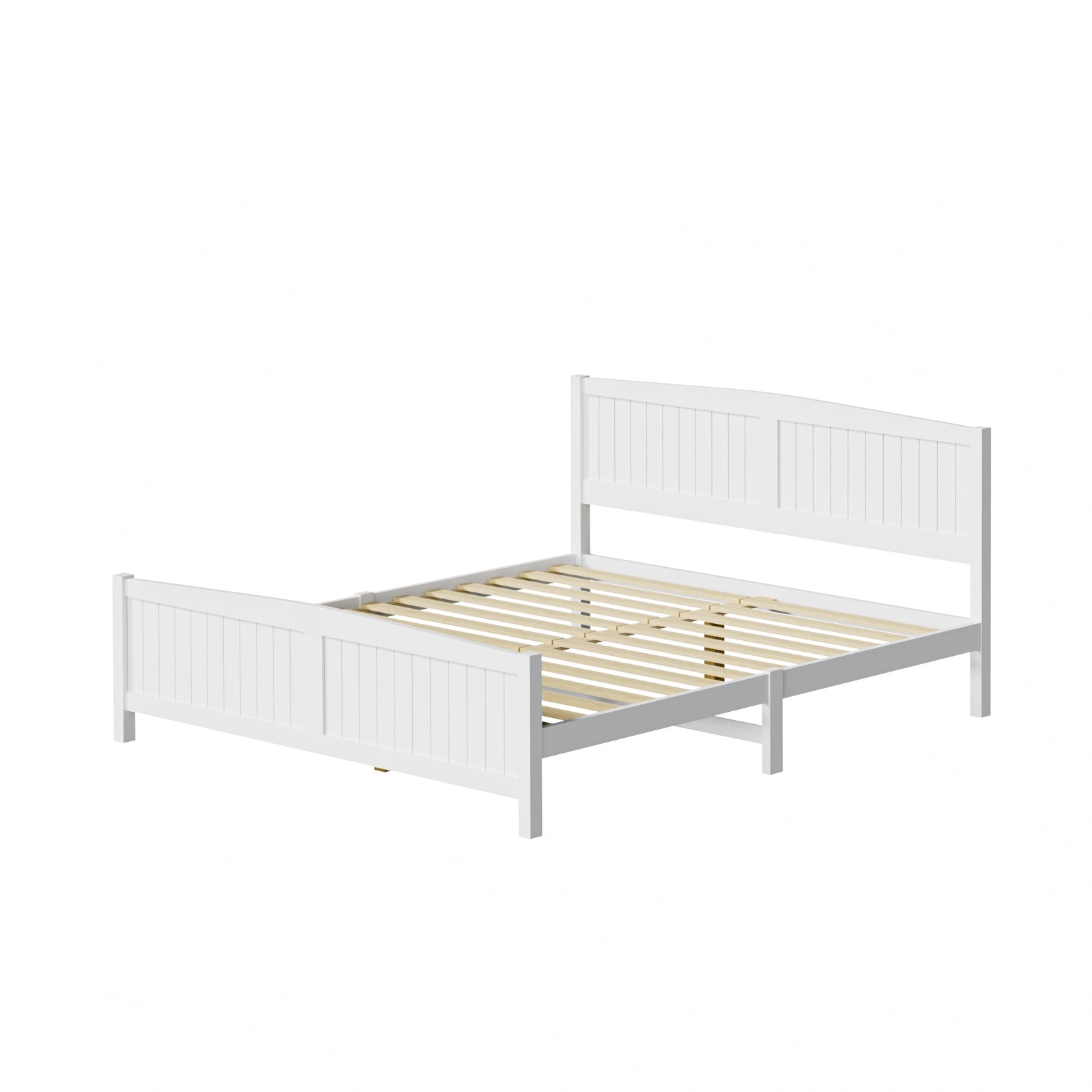 Oikiture Bed Frame King Size Wooden Base Timber Platform White - Sunyee