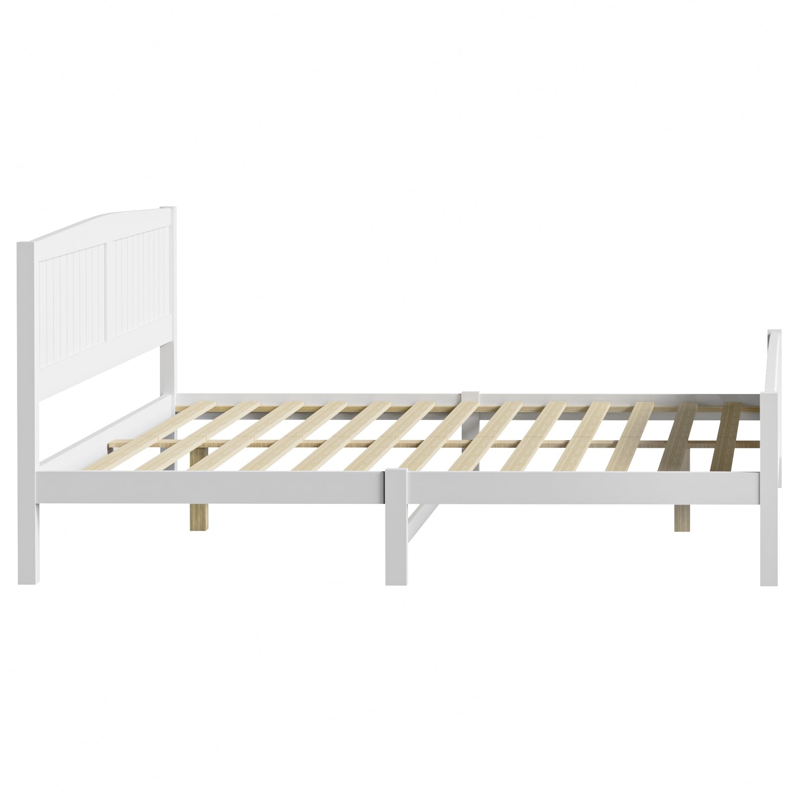 Oikiture Bed Frame King Size Wooden Base Timber Platform White - Sunyee