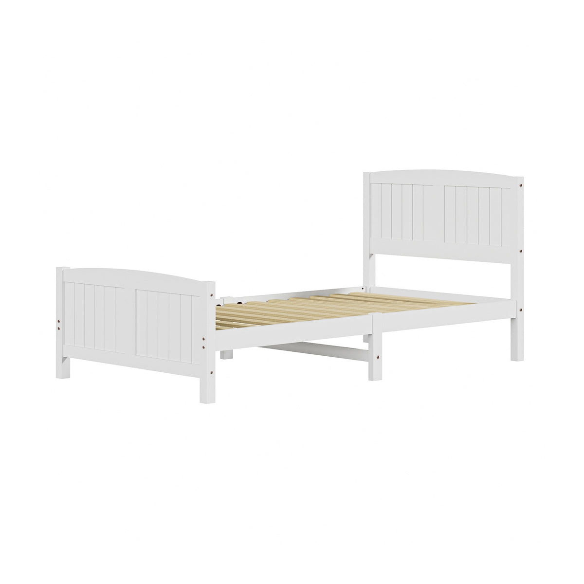 Oikiture Bed Frame King Singe Size Wooden Base Timber Platform White