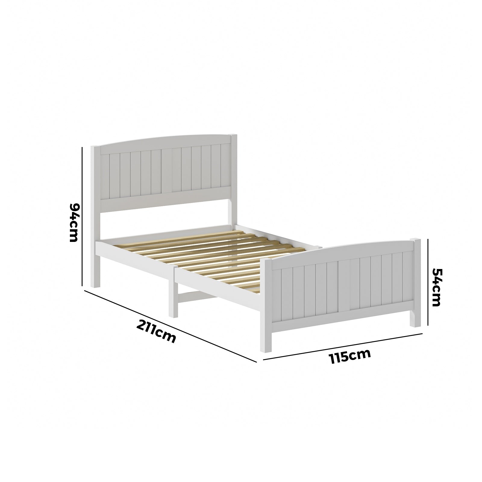 Oikiture Bed Frame King Singe Size Wooden Base Timber Platform White - Sunyee