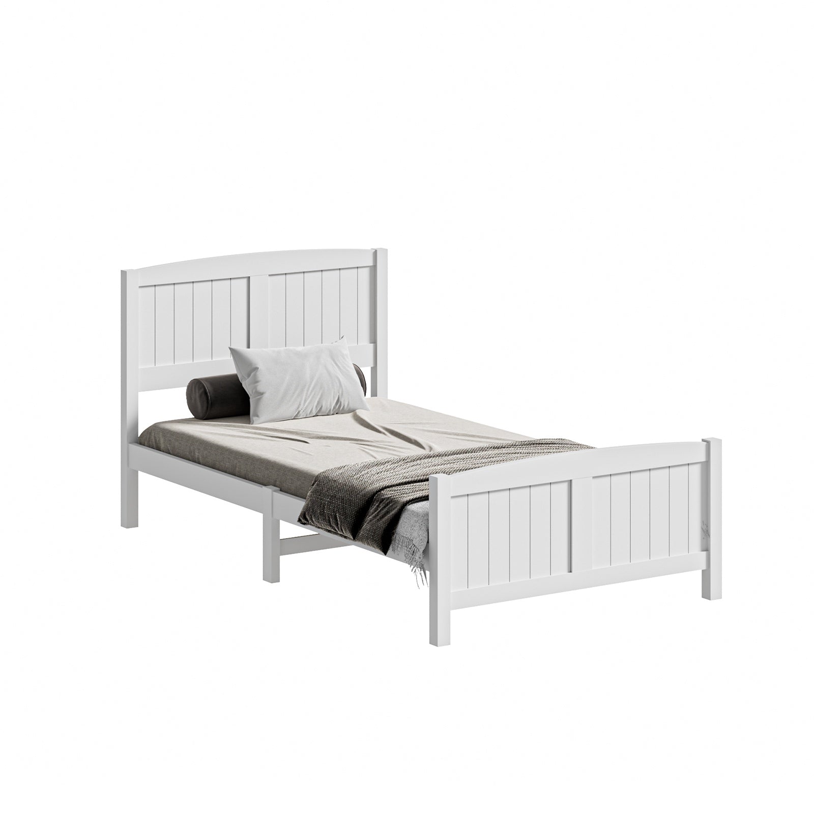 Oikiture Bed Frame King Singe Size Wooden Base Timber Platform White - Sunyee