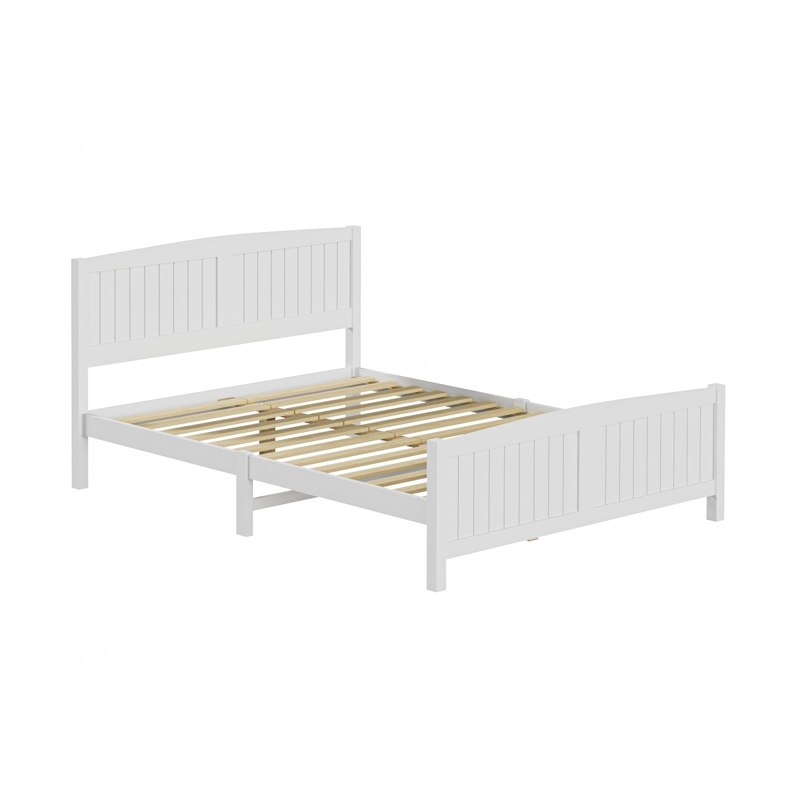 Oikiture Bed Frame Queen Size Wooden Base Timber Platform White - Sunyee