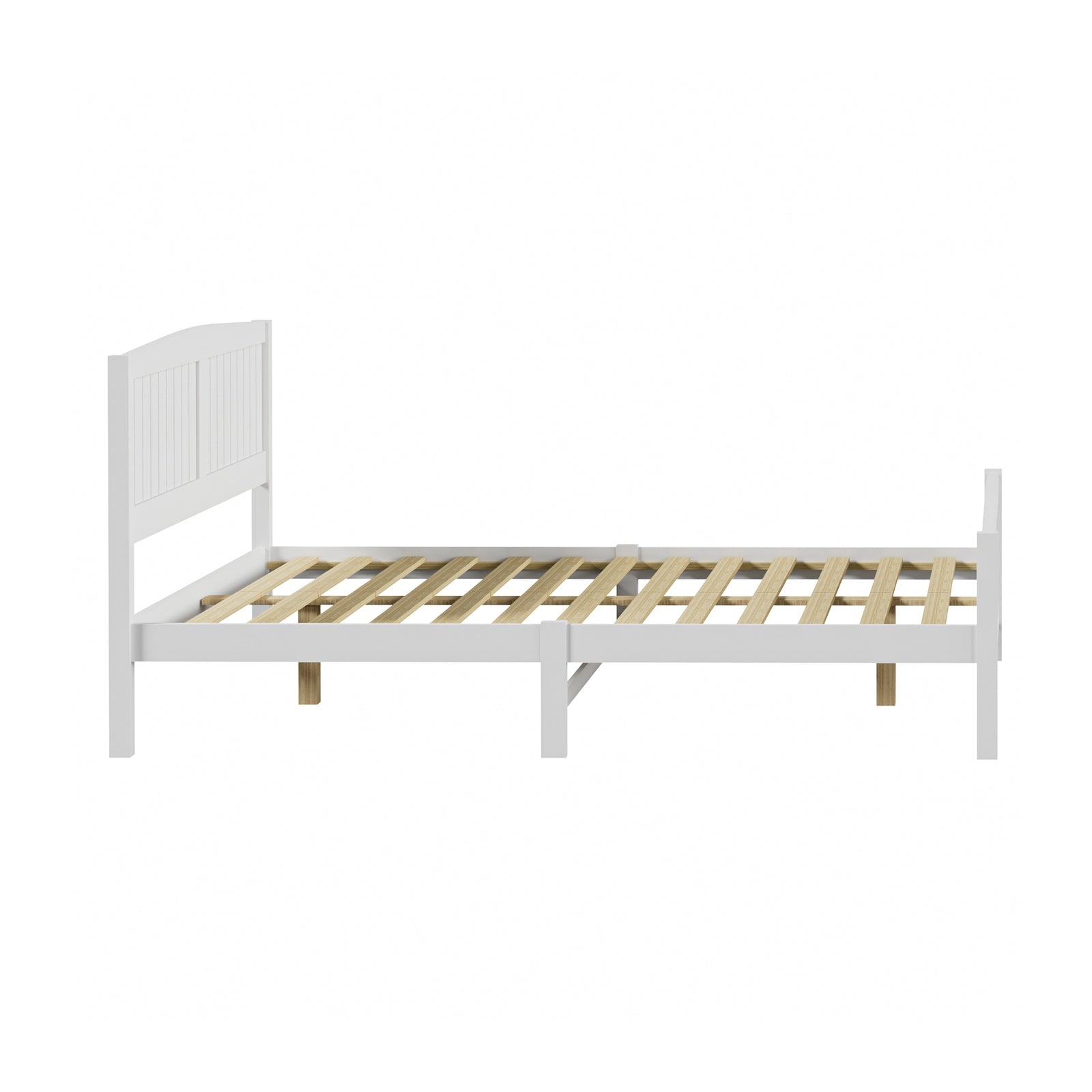 Oikiture Bed Frame Queen Size Wooden Base Timber Platform White - Sunyee