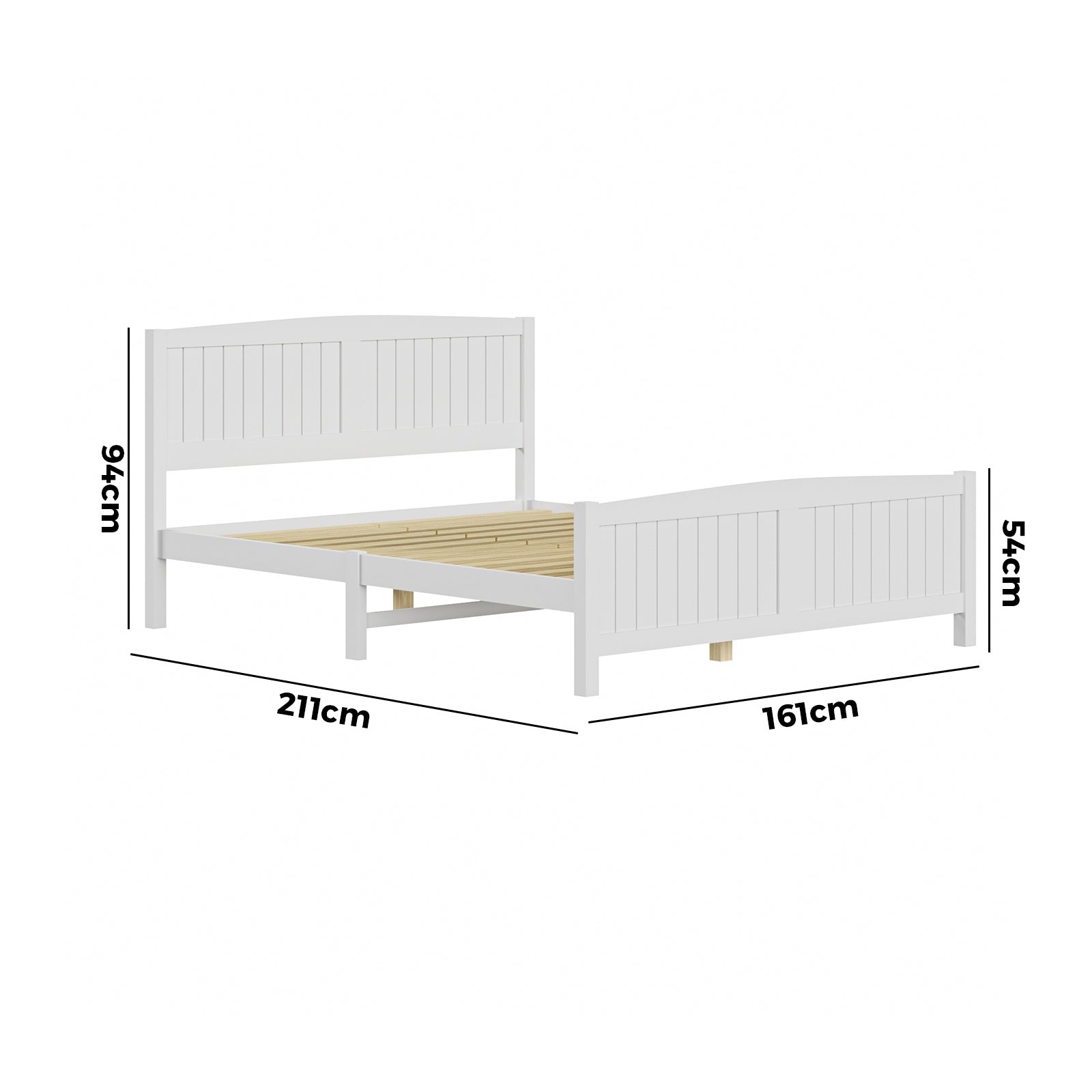 Oikiture Bed Frame Queen Size Wooden Base Timber Platform White - Sunyee