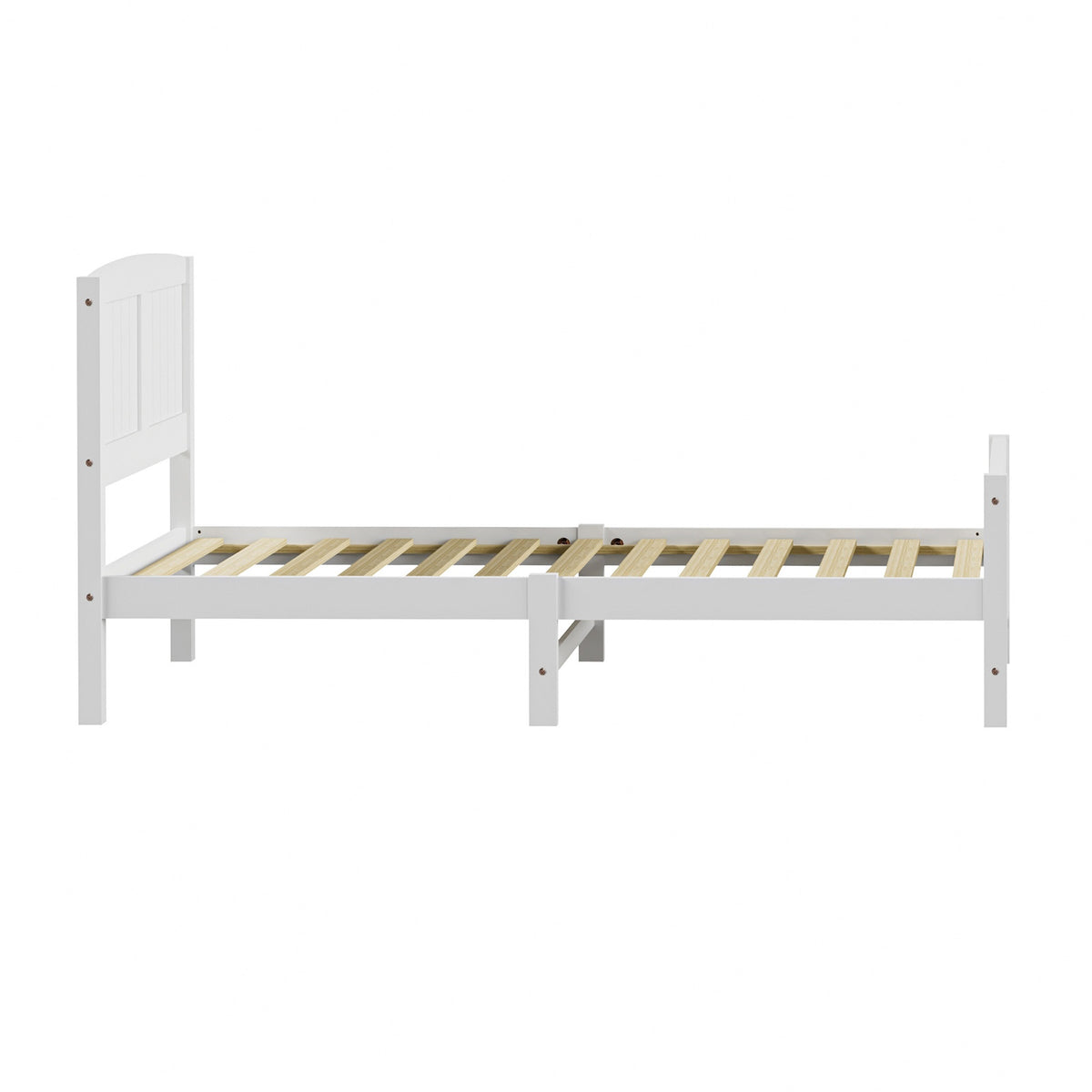 Oikiture Bed Frame Singe Size Wooden Base Timber Platform White