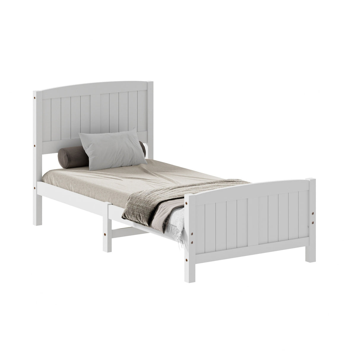 Oikiture Bed Frame Singe Size Wooden Base Timber Platform White
