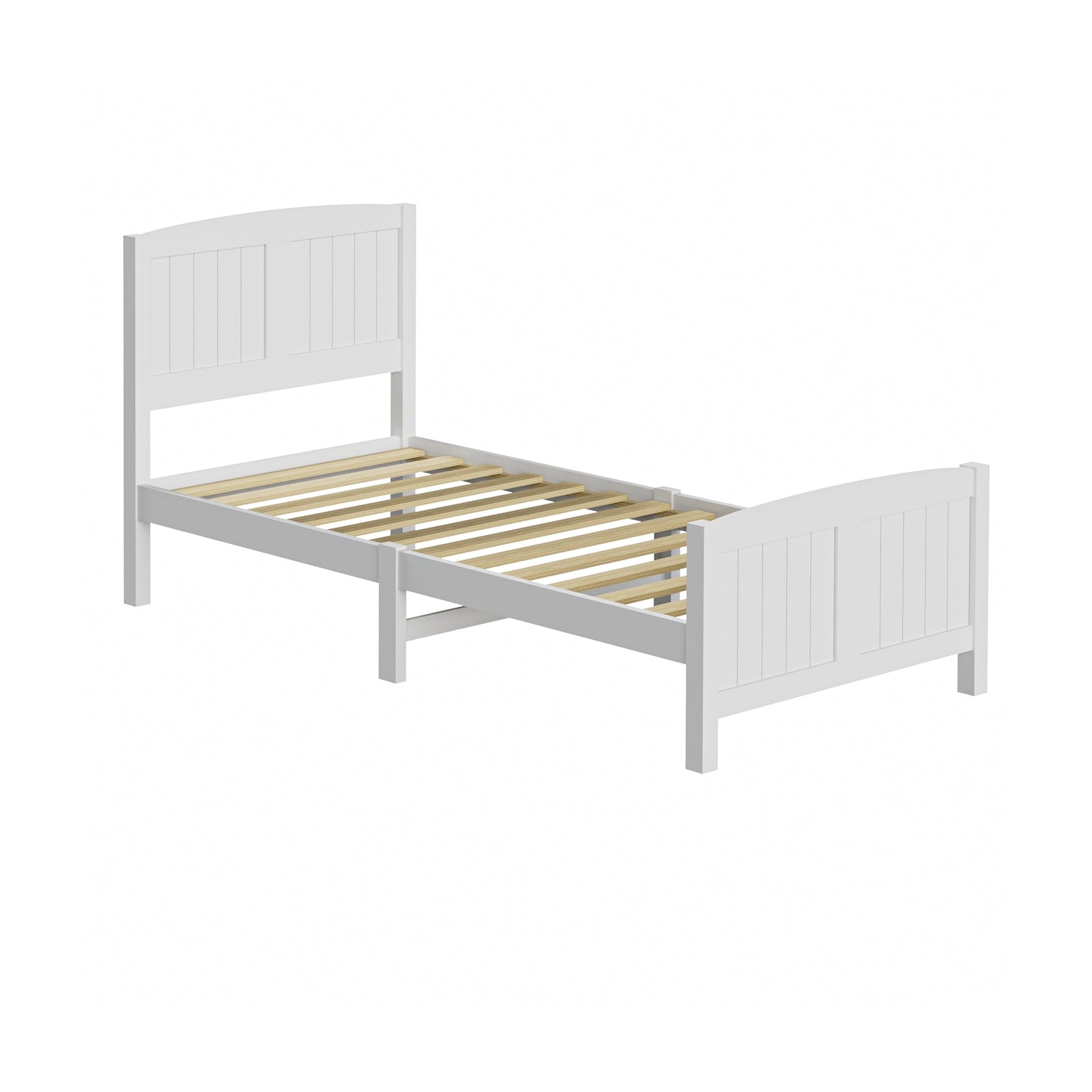 Oikiture Bed Frame Singe Size Wooden Base Timber Platform White - Sunyee