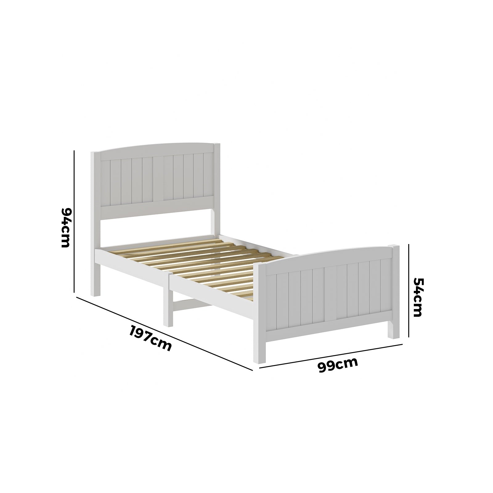 Oikiture Bed Frame Singe Size Wooden Base Timber Platform White - Sunyee