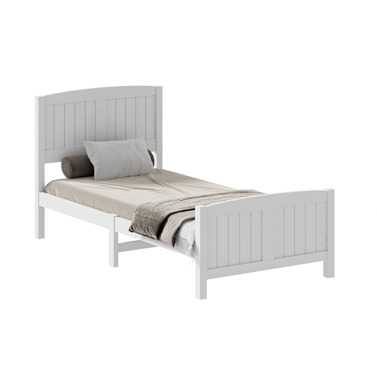 Oikiture Bed Frame Singe Size Wooden Base Timber Platform White - Sunyee