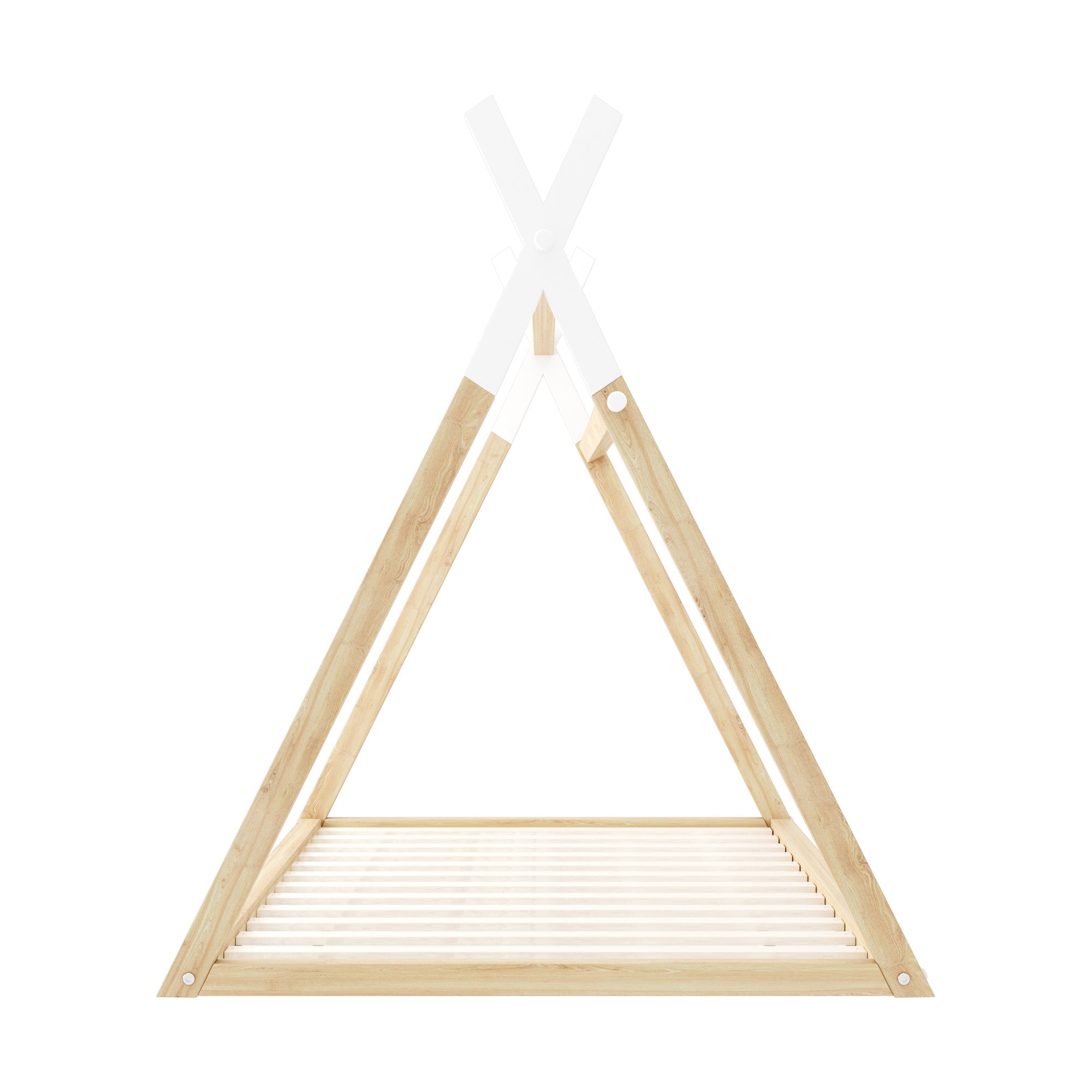 Oikiture Kids Bed Frame Wooden Timber King Single Teepee House Frame Beds - Sunyee