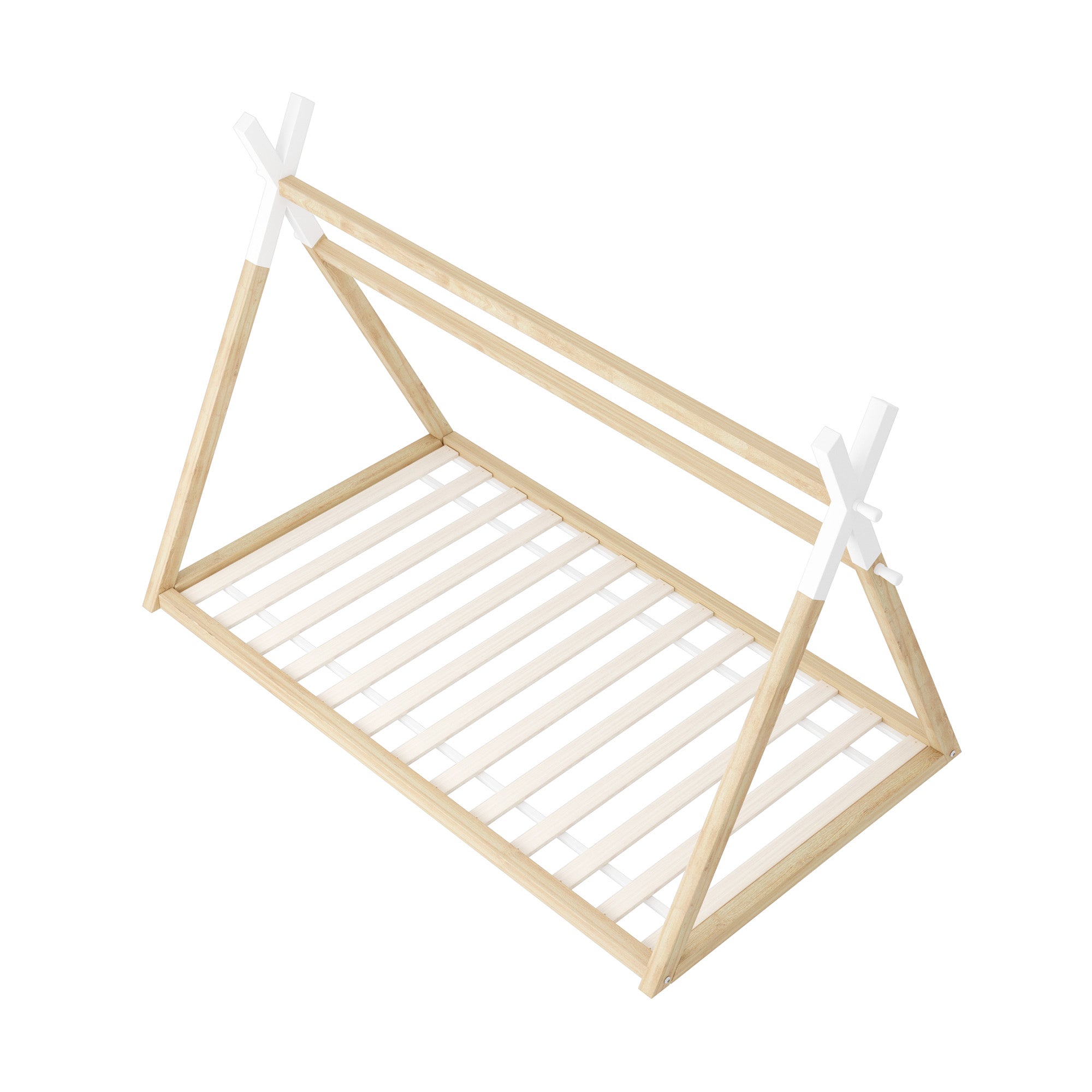 Oikiture Kids Bed Frame Wooden Timber King Single Teepee House Frame Beds - Sunyee