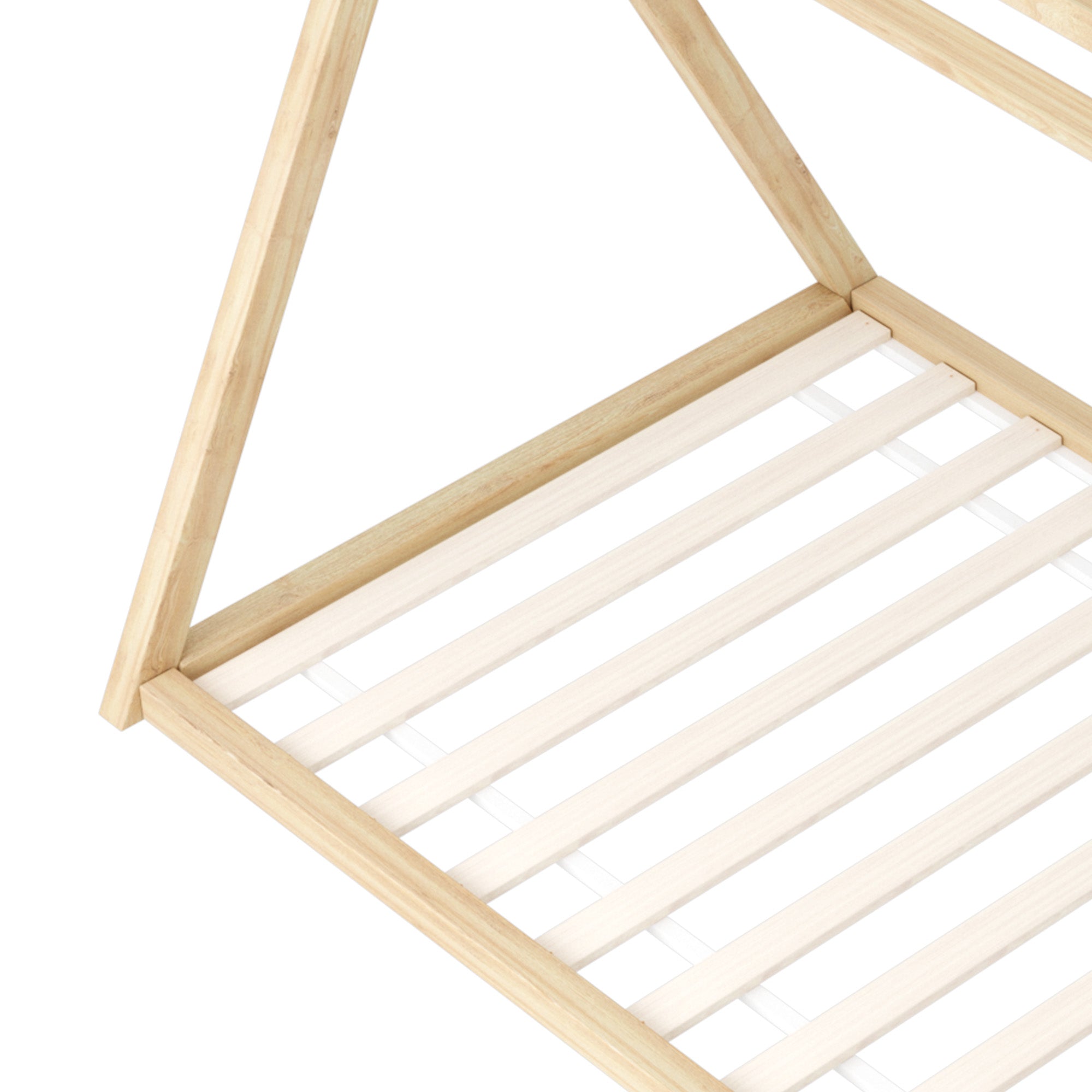 Oikiture Kids Bed Frame Wooden Timber King Single Teepee House Frame Beds - Sunyee