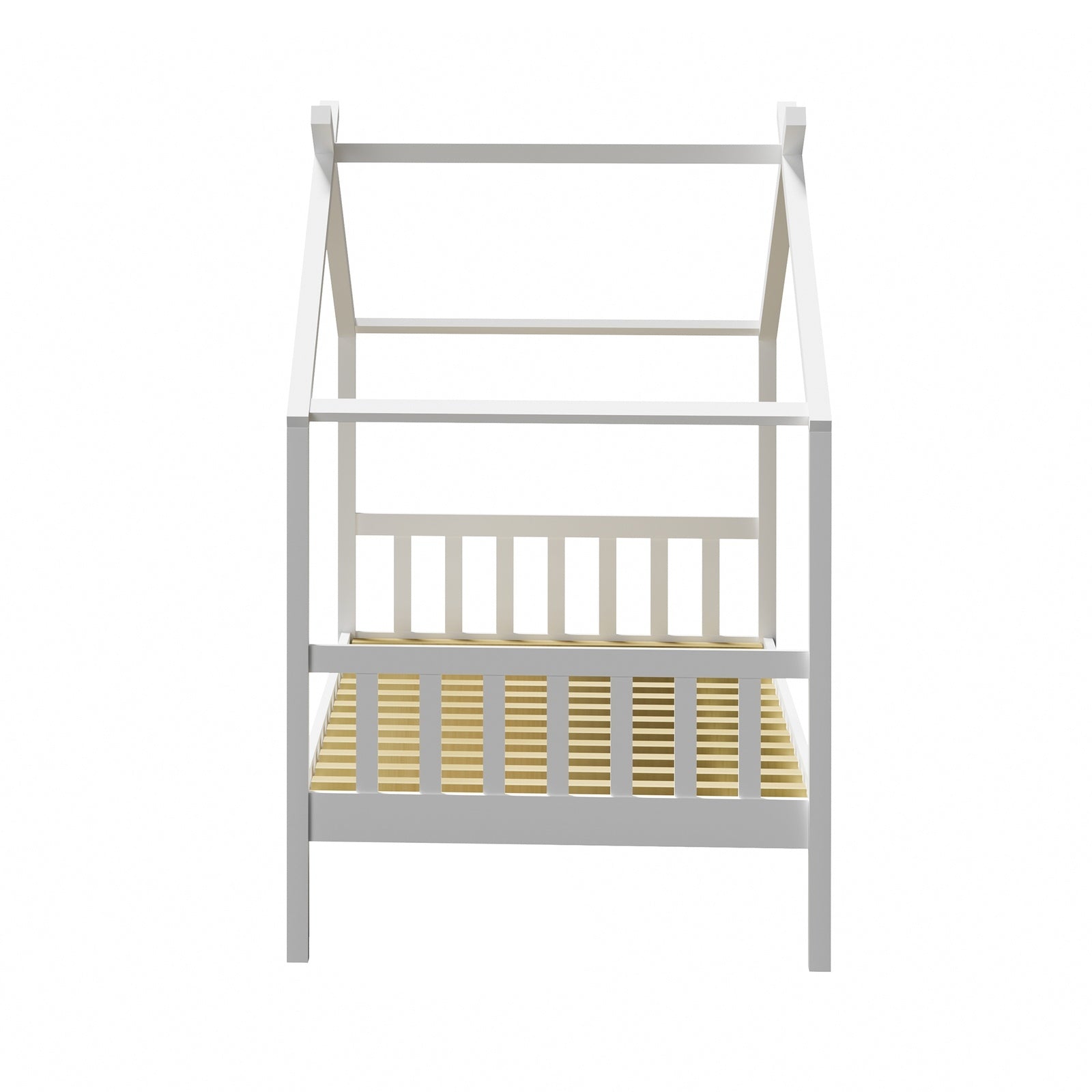 Oikiture Bed Frame Wooden Base Kids Single Timber House Beds White - Sunyee