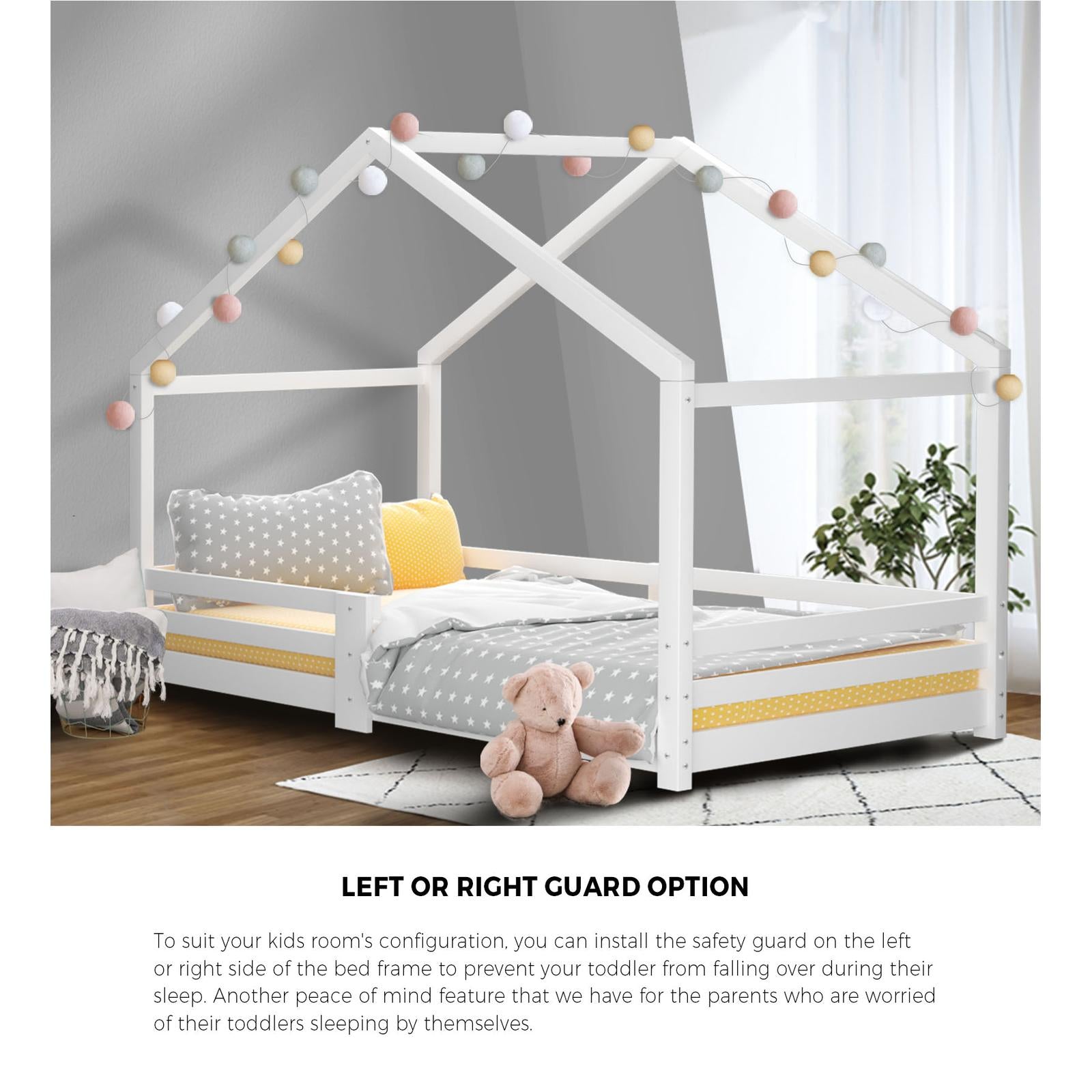 Oikiture Kids Bed Frame With Single Mattress Set White - Sunyee
