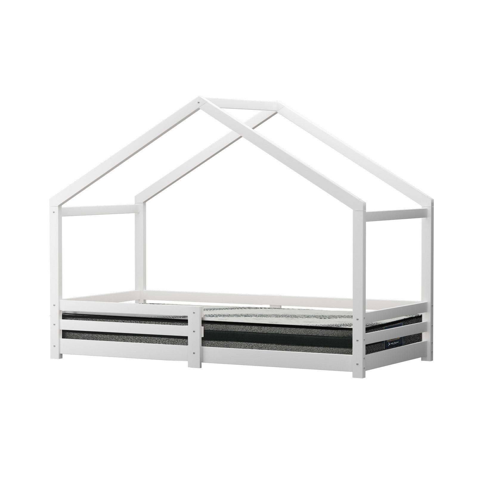 Oikiture Kids Bed Frame With Single Mattress Set White - Sunyee