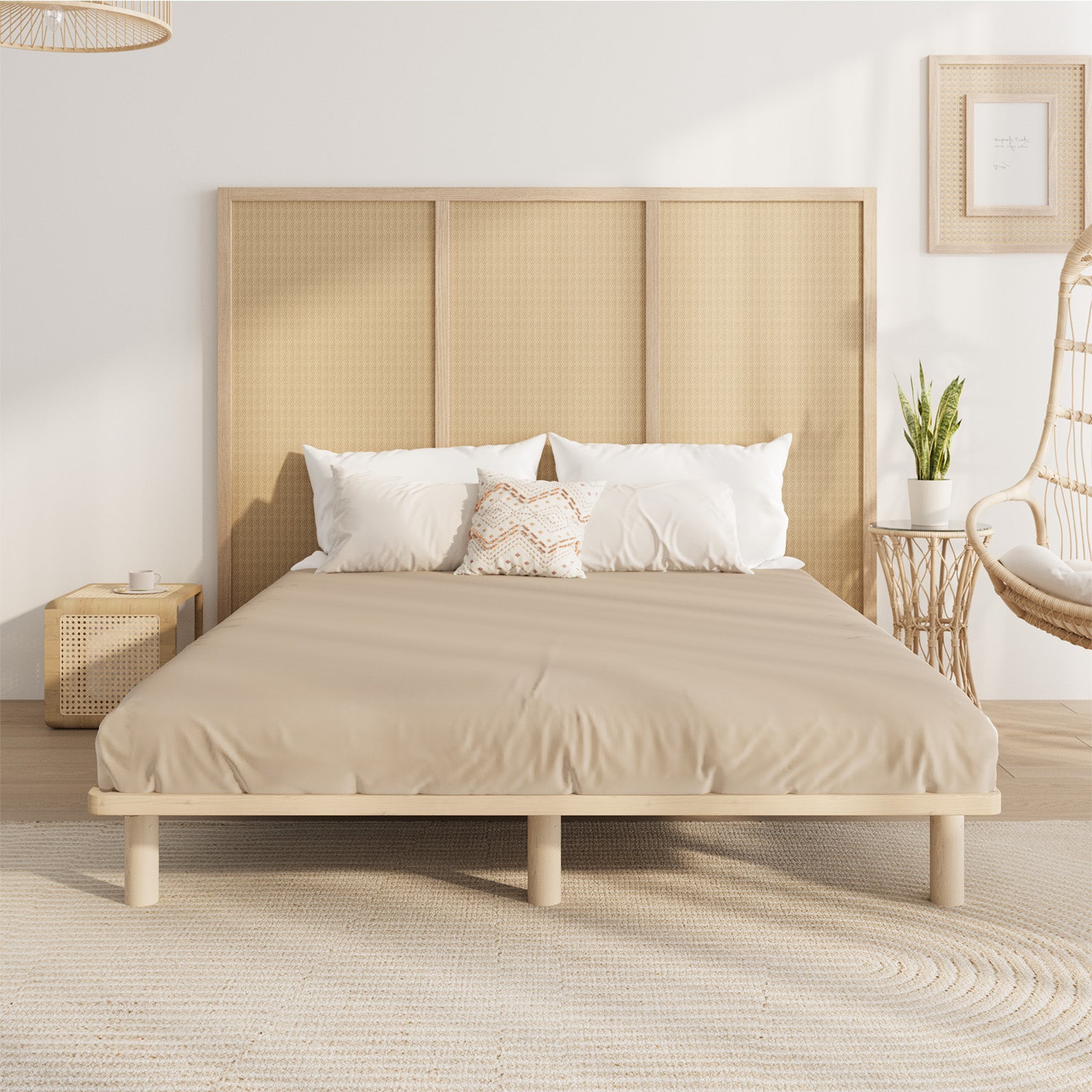 Oikiture Bed Frame Double Size Wooden Bed Base Platform Timber - Sunyee