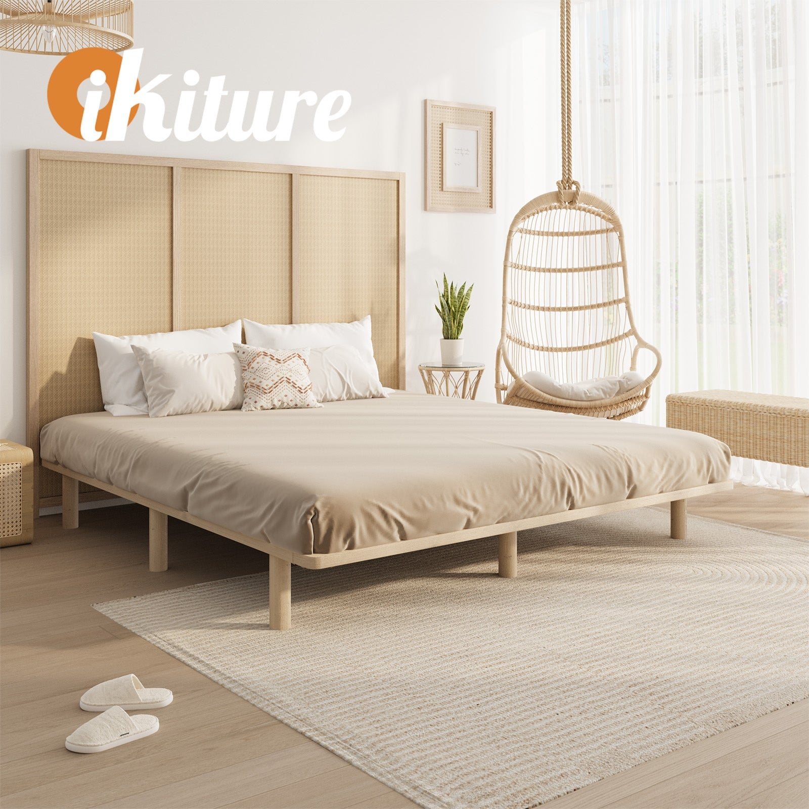 Oikiture Bed Frame King Size Wooden Bed Base Platform Timber - Sunyee