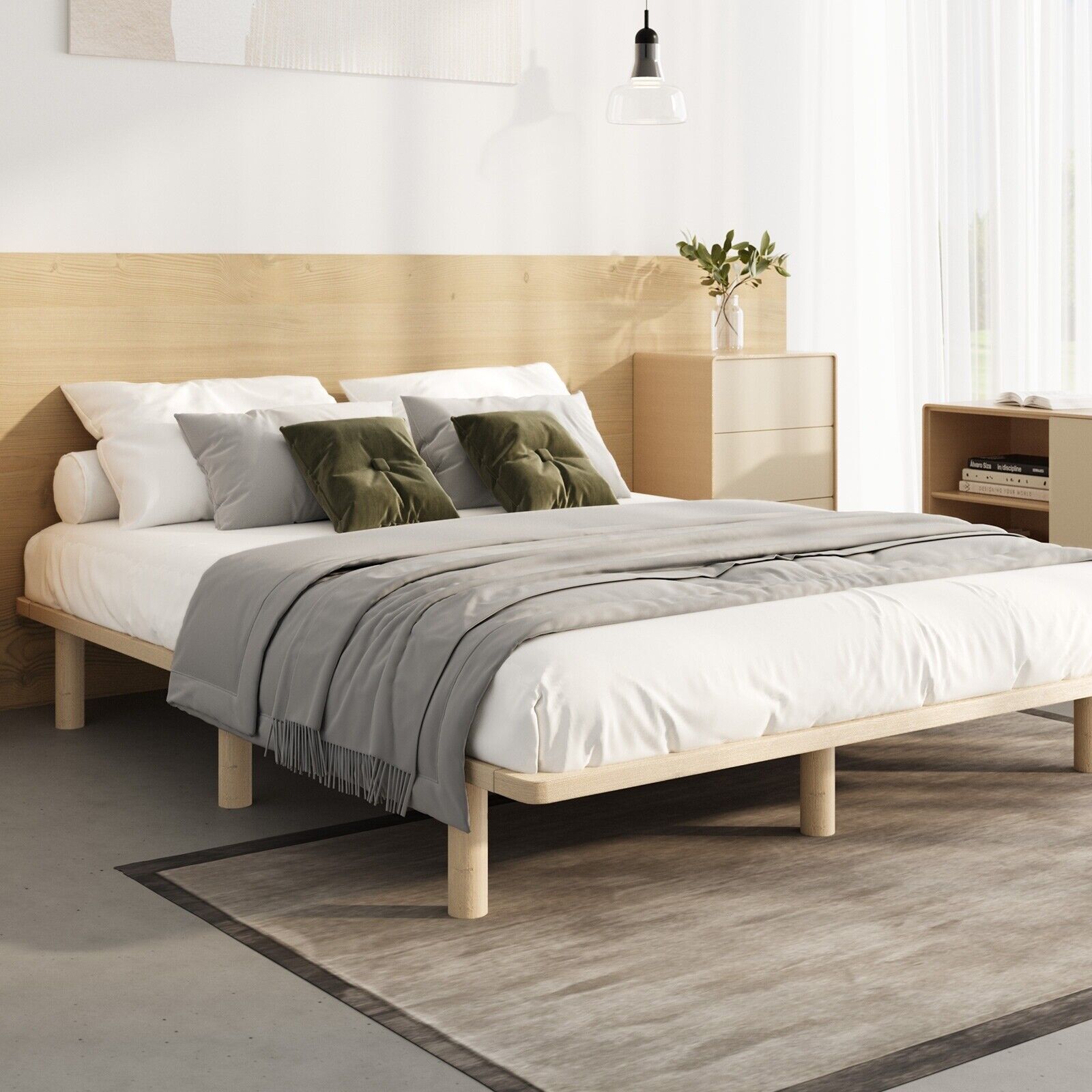 Oikiture Bed Frame King Single Wooden Bed Base Platform Timber - Sunyee