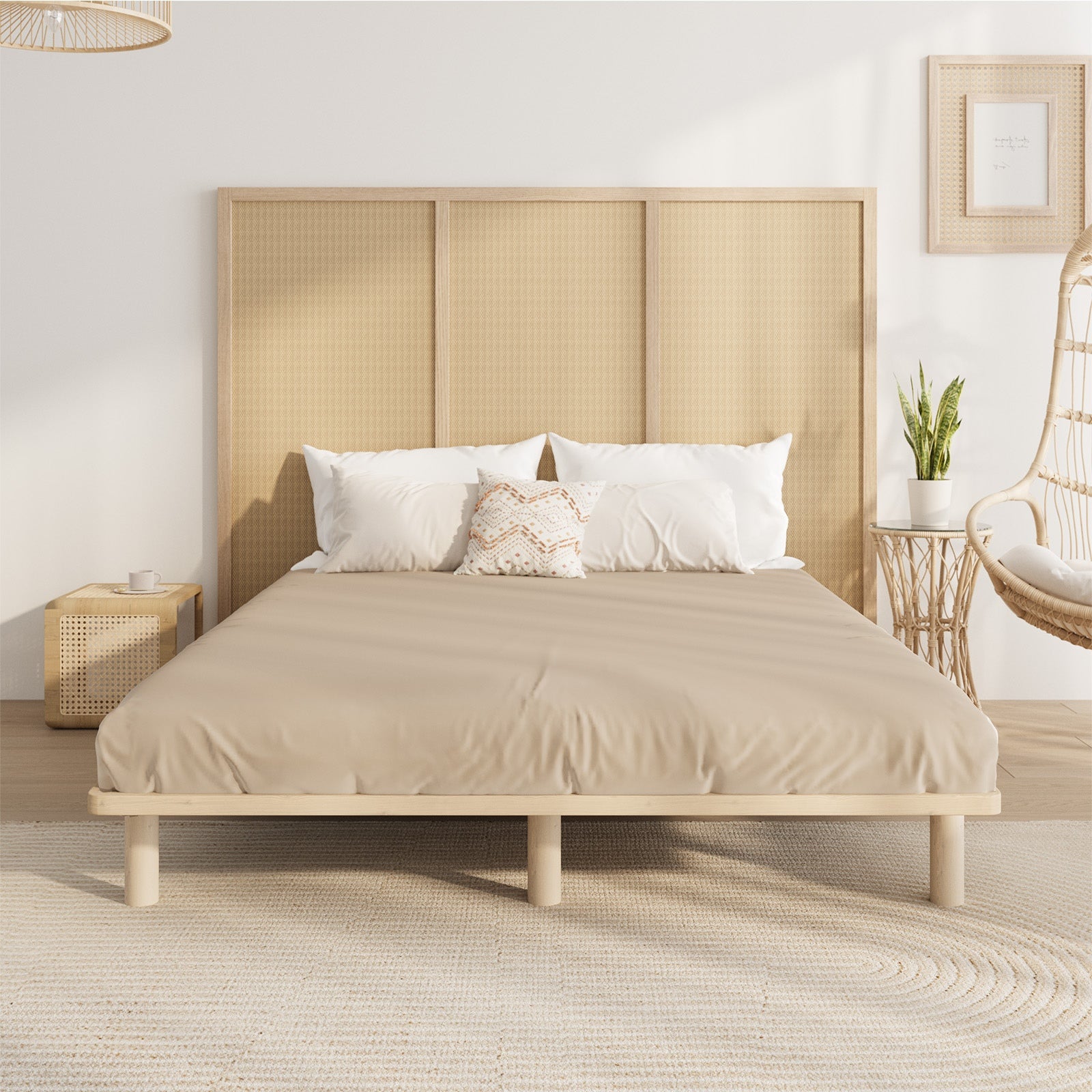 Oikiture Bed Frame Queen Size Wooden Bed Base Platform Timber - Sunyee