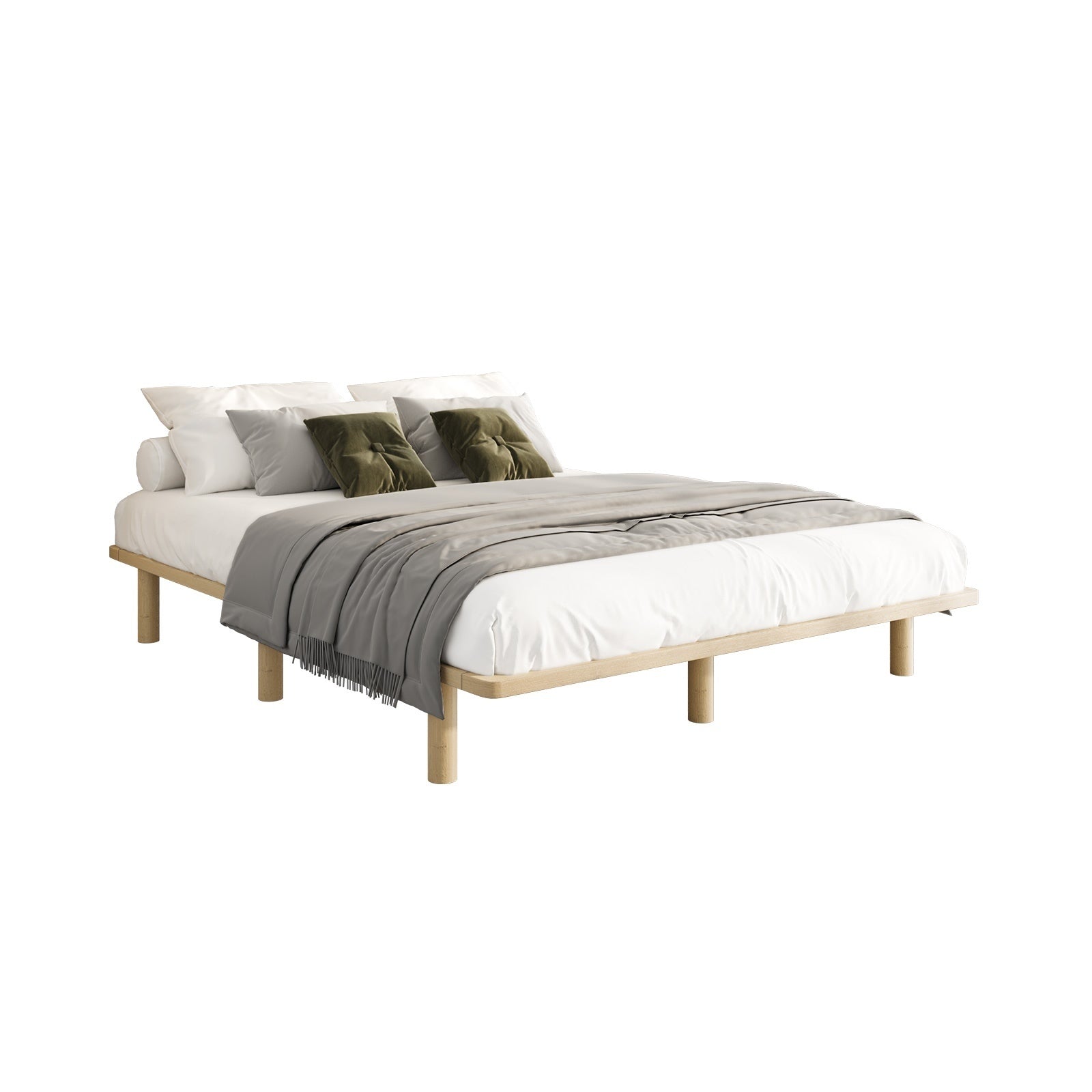 Oikiture Bed Frame Queen Size Wooden Bed Base Platform Timber - Sunyee